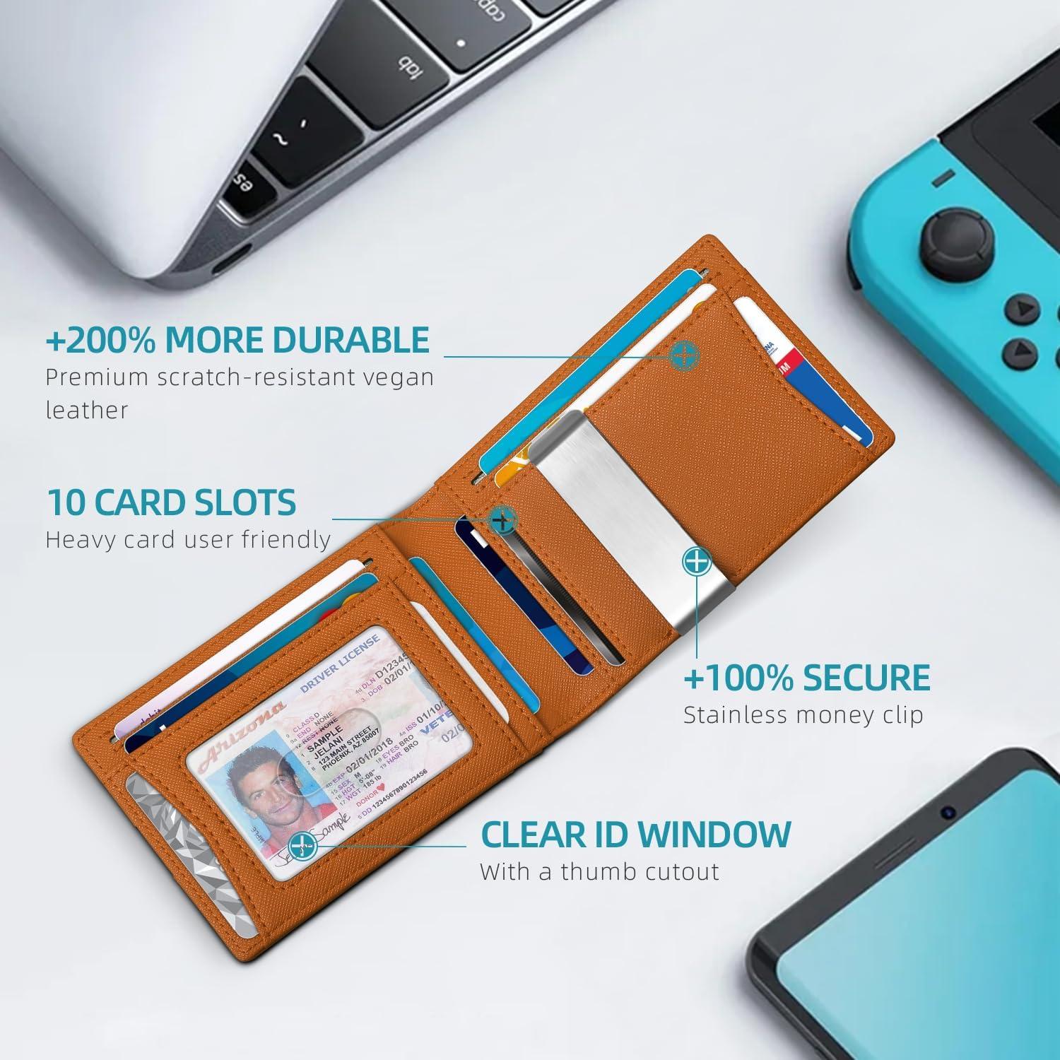 Billetera delgada para hombres Zitahli con soporte Airtag y RFID