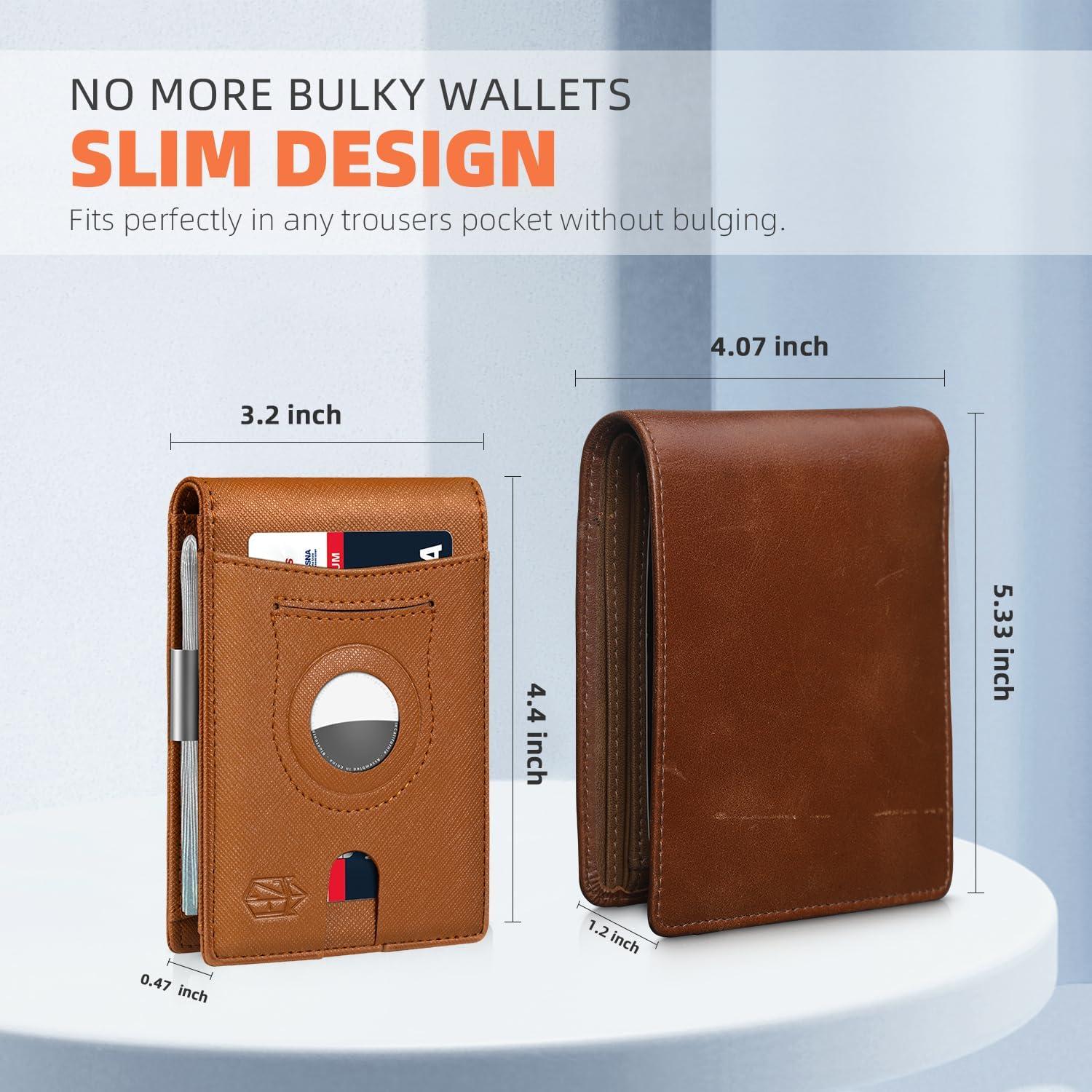 Billetera delgada para hombres Zitahli con soporte Airtag y RFID