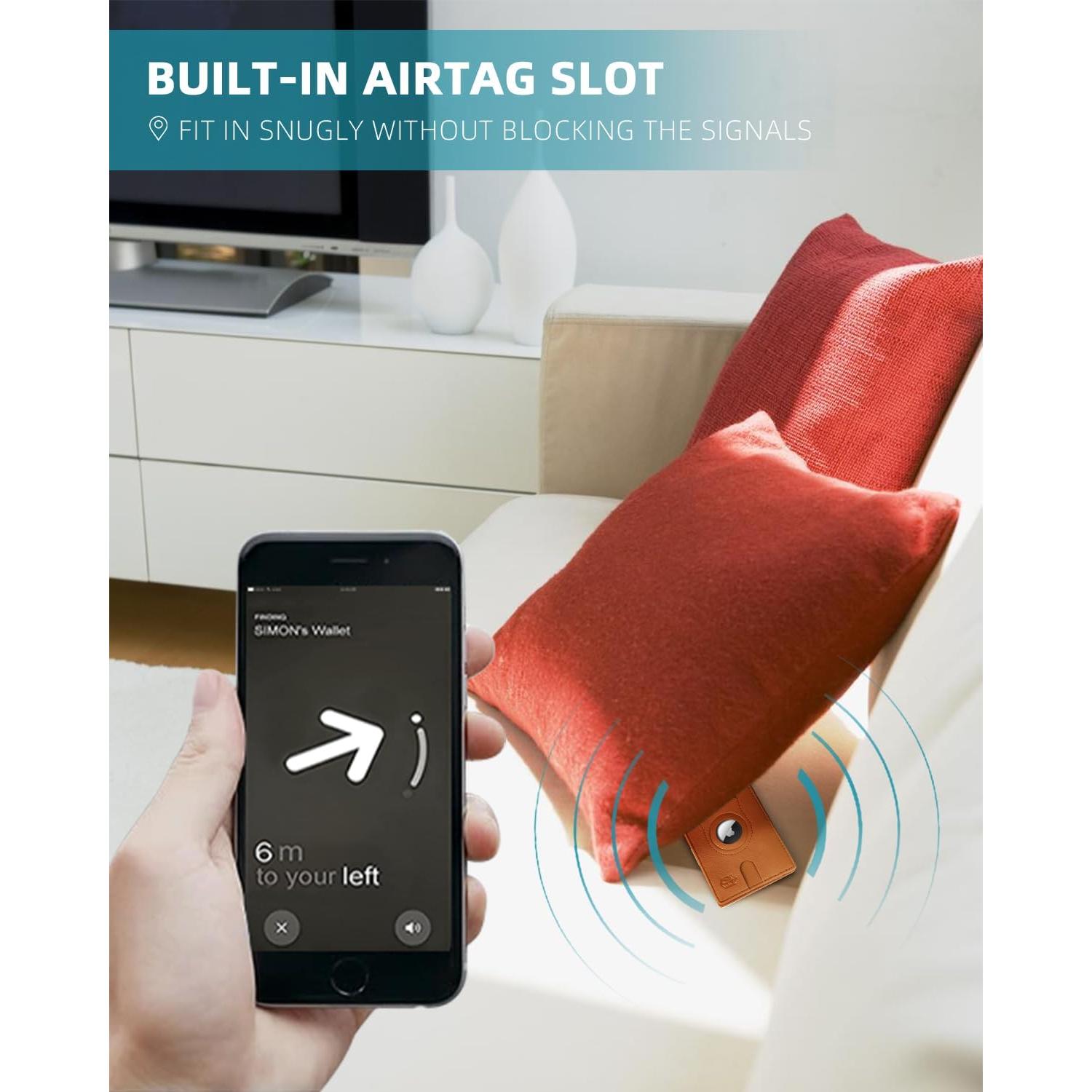 Billetera delgada para hombres Zitahli con soporte Airtag y RFID