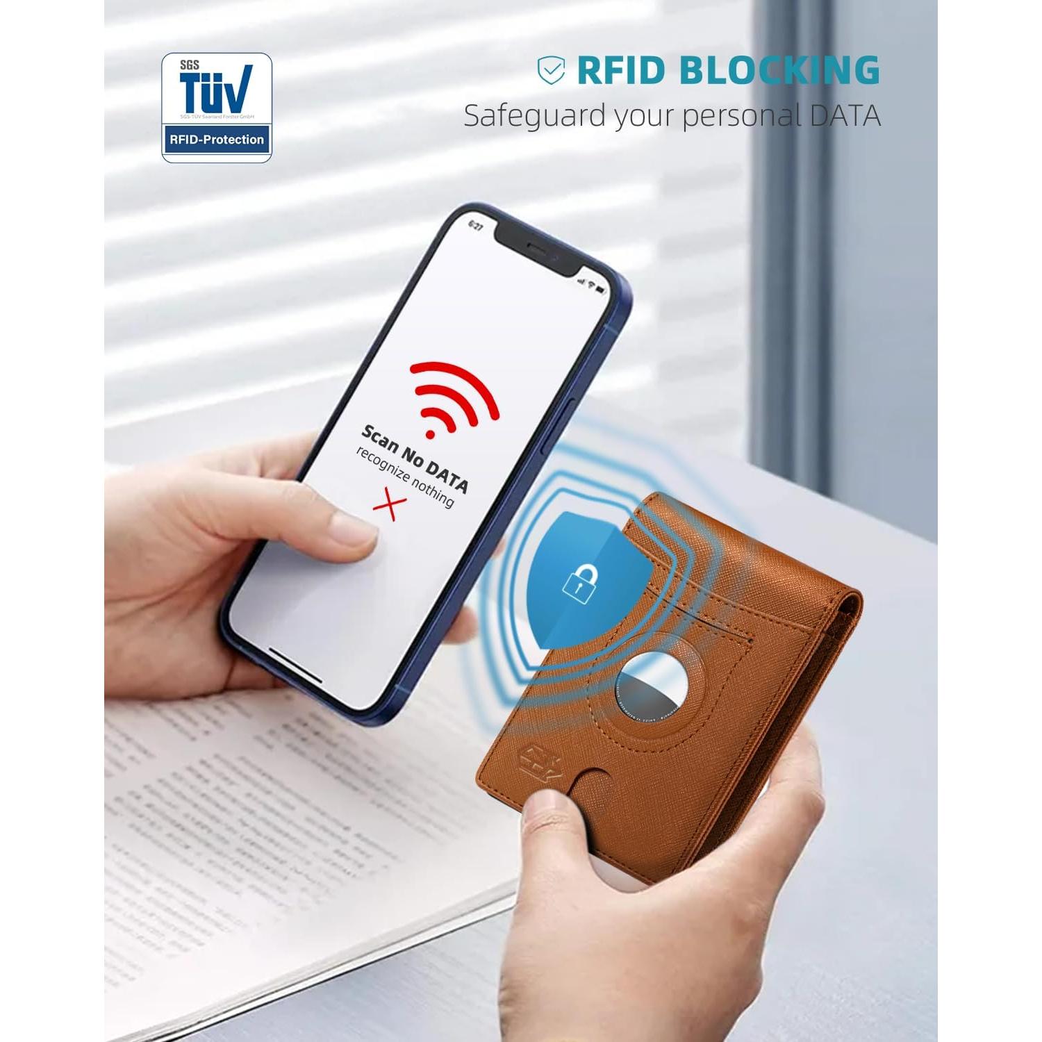 Billetera delgada para hombres Zitahli con soporte Airtag y RFID