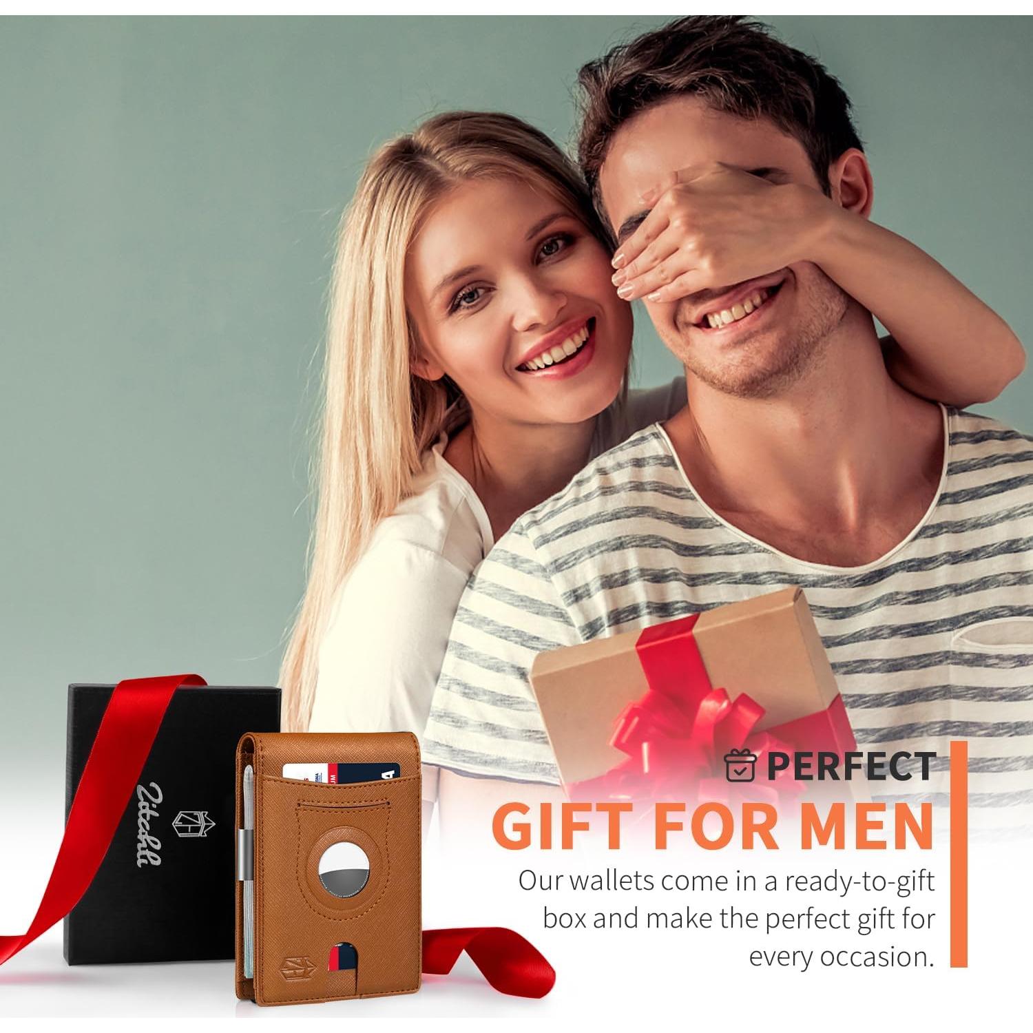 Billetera delgada para hombres Zitahli con soporte Airtag y RFID