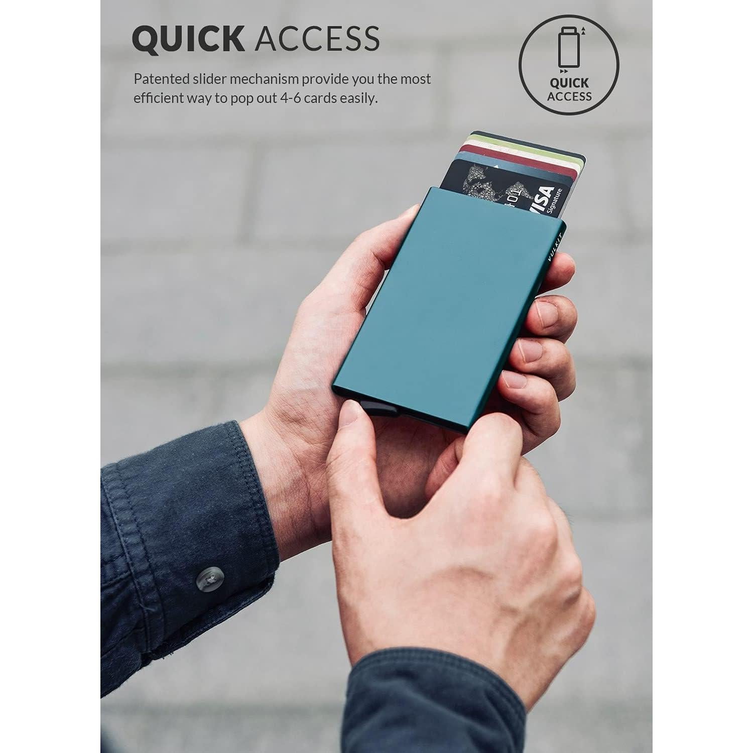 Cartera Minimalista VULKIT Verde Esmeralda con Bloqueo RFID