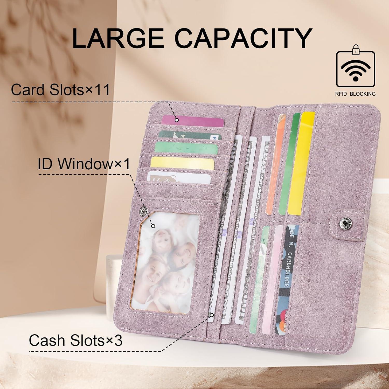 Cartera Bifold MEITRUE para Mujeres con Bloqueo RFID - Púrpura