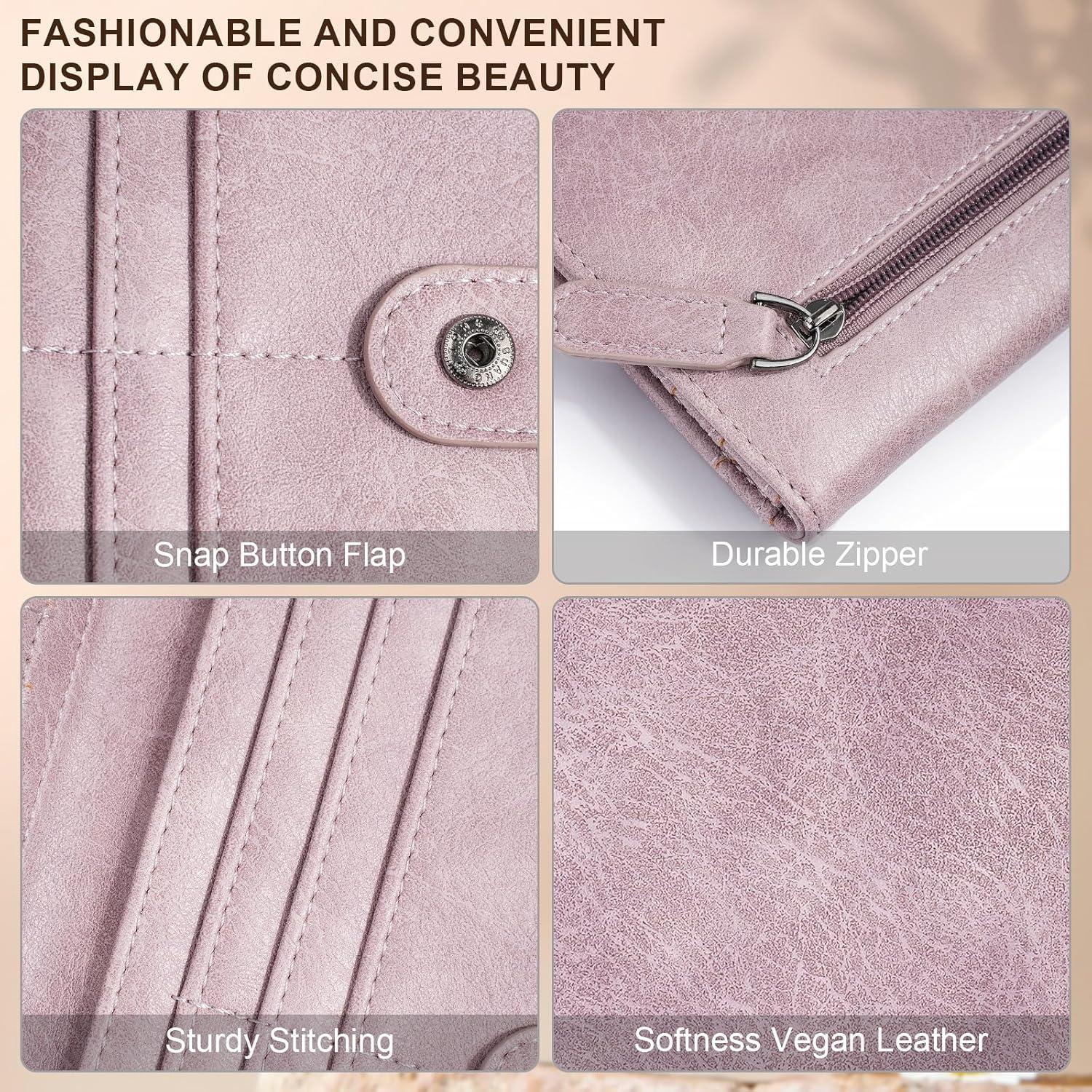 Cartera Bifold MEITRUE para Mujeres con Bloqueo RFID - Púrpura