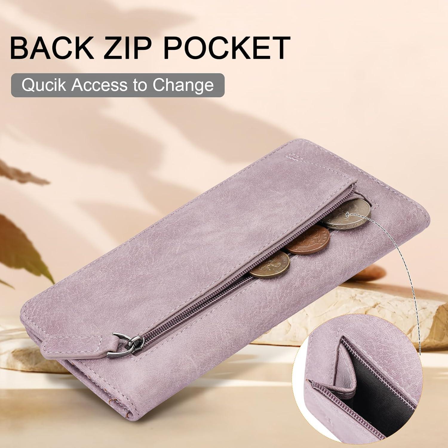 Cartera Bifold MEITRUE para Mujeres con Bloqueo RFID - Púrpura