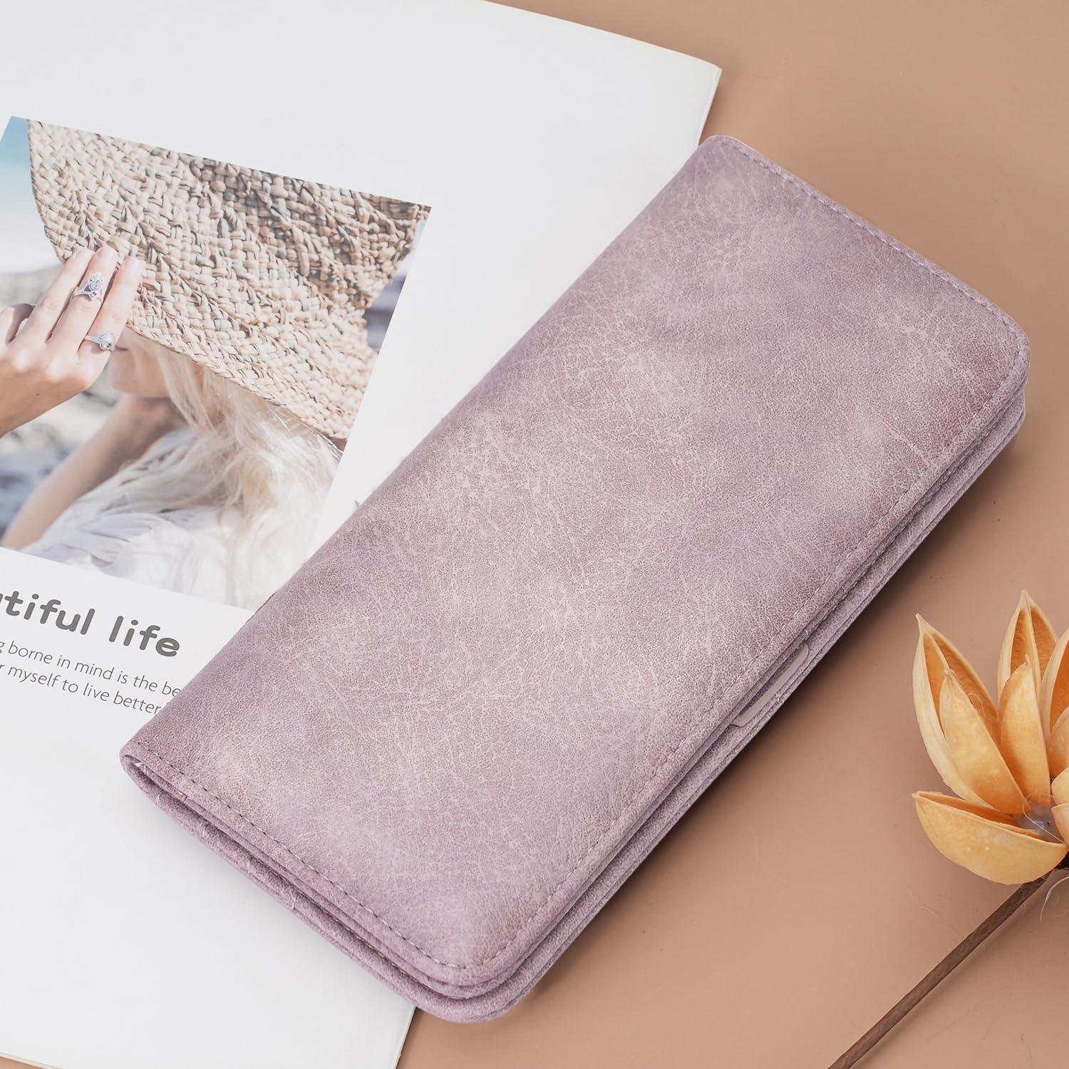 Cartera Bifold MEITRUE para Mujeres con Bloqueo RFID - Púrpura