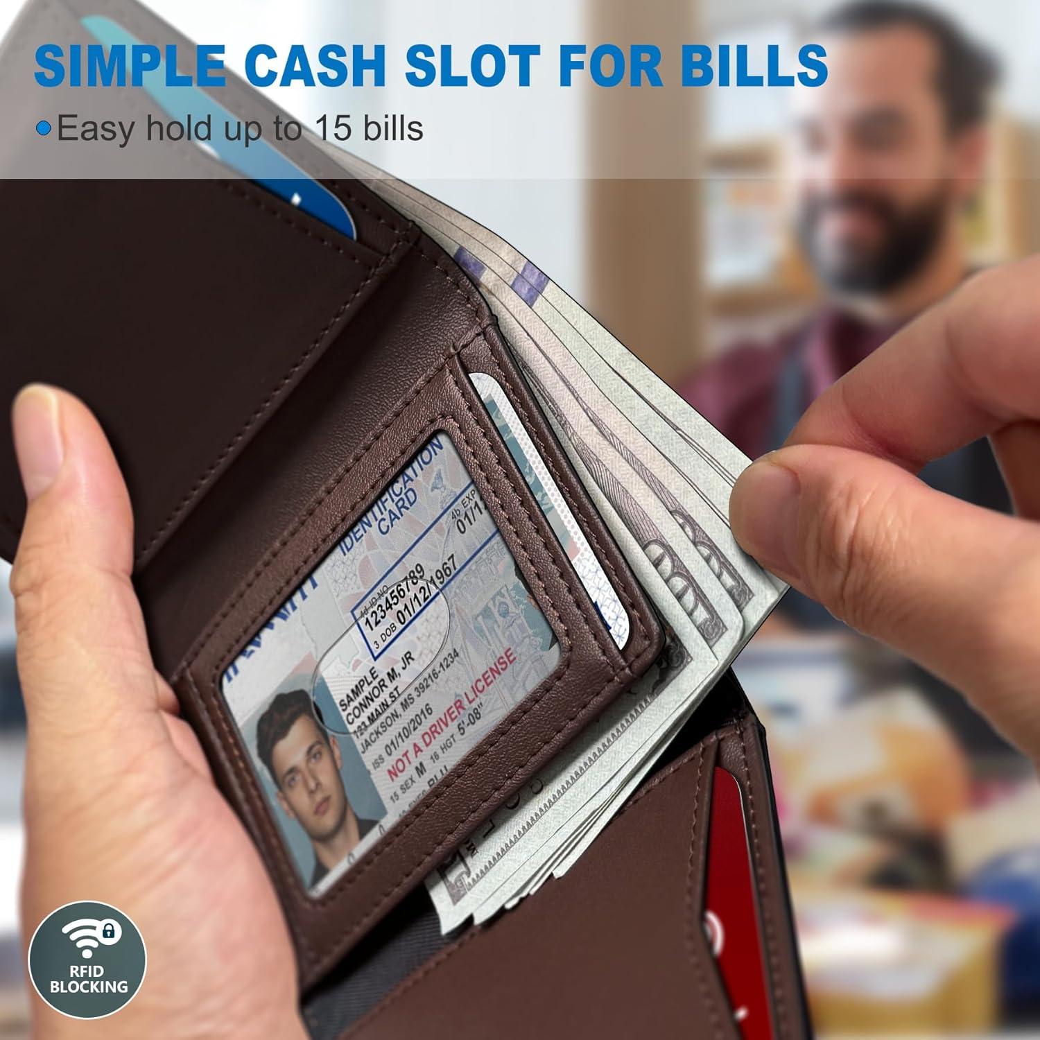 Billetera Airtag para hombres MIYOZI, cuero delgada, 14-16 tarjetas