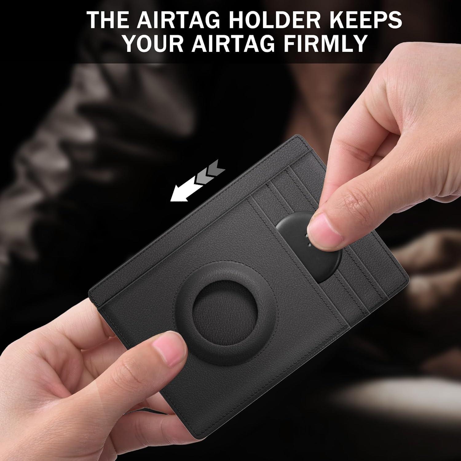 Billetera Hawanik de cuero con soporte para AirTag - Minimalista