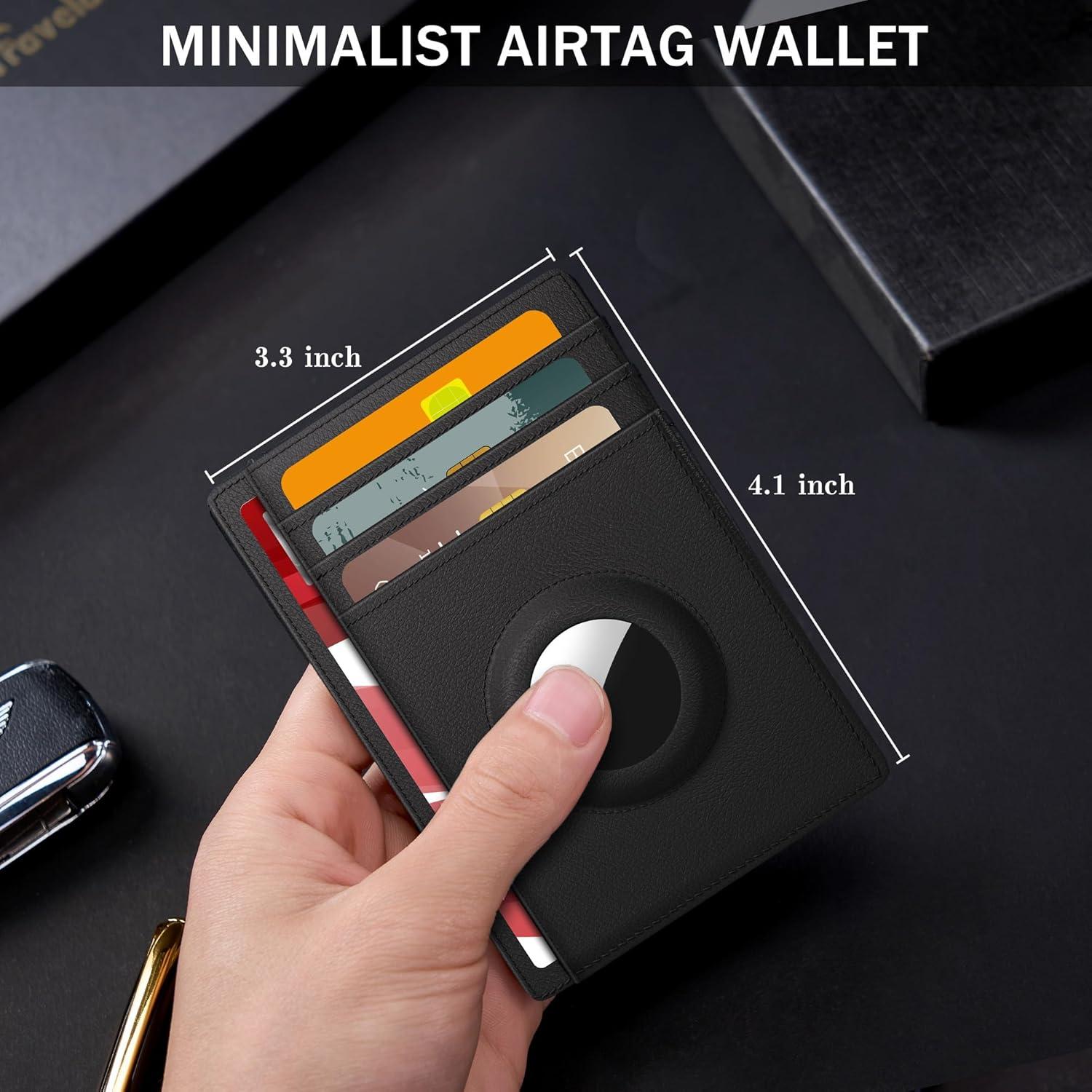 Billetera Hawanik de cuero con soporte para AirTag - Minimalista