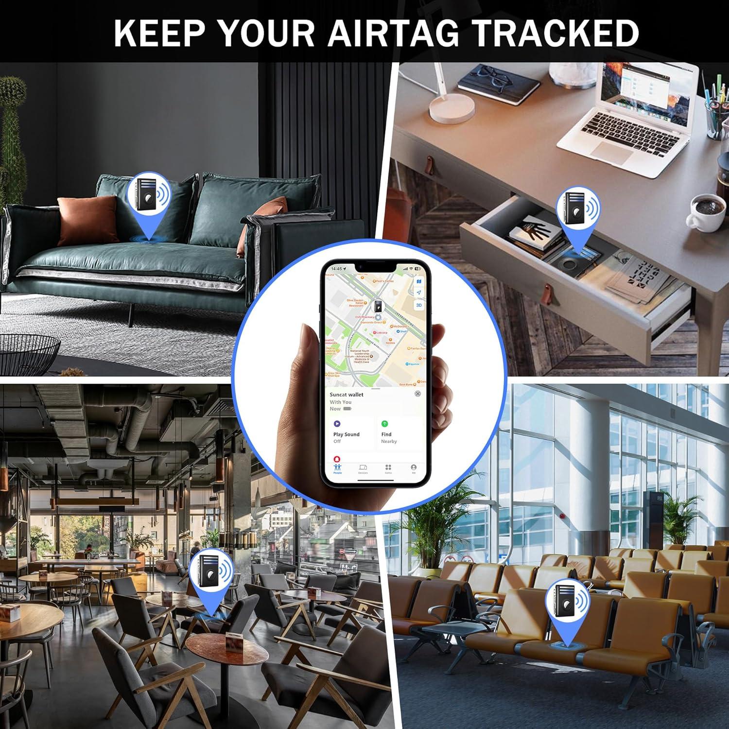 Billetera Hawanik de cuero con soporte para AirTag - Minimalista