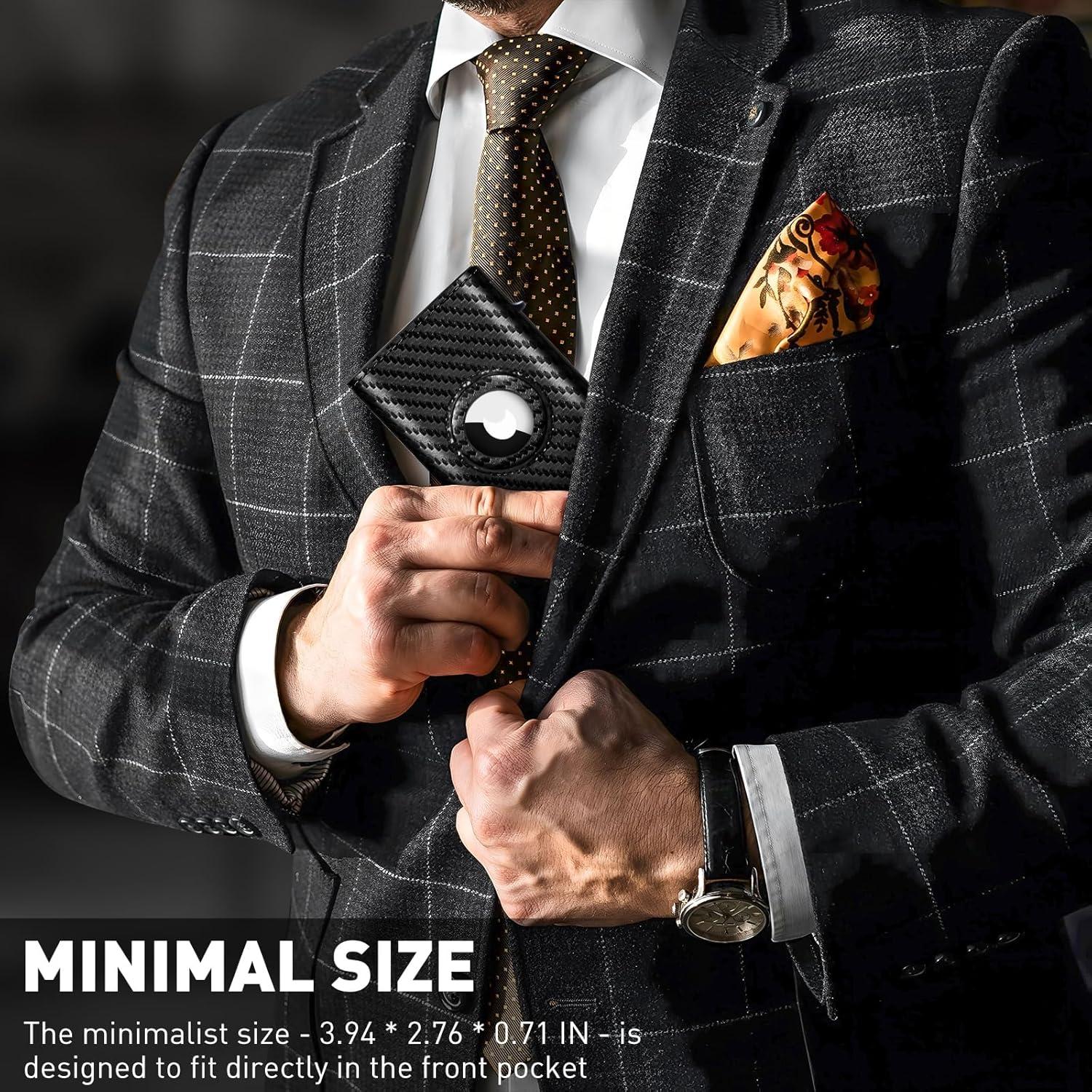 Billetera Minimalista para Hombres Ridge Carbono RFID 1-7 Tarjetas