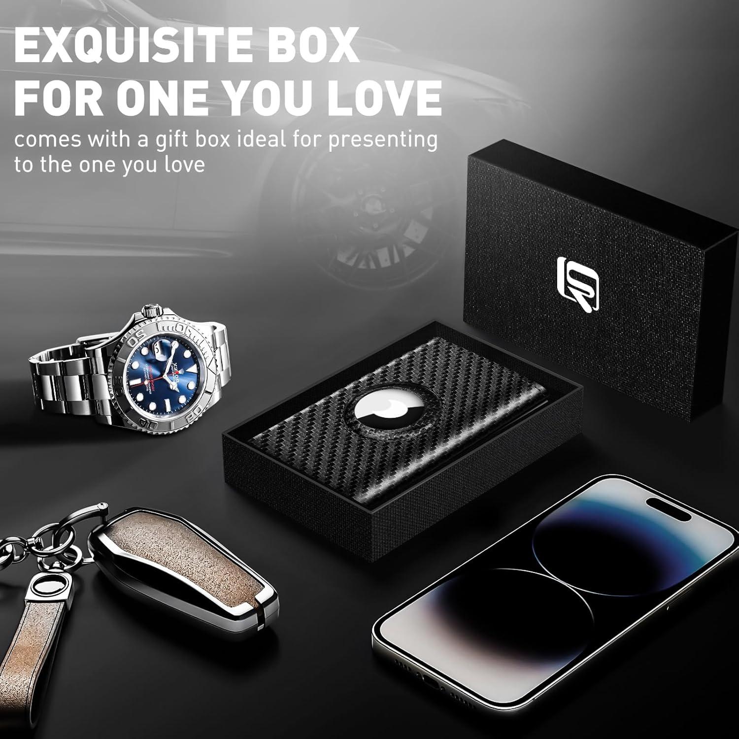 Billetera Minimalista para Hombres Ridge Carbono RFID 1-7 Tarjetas