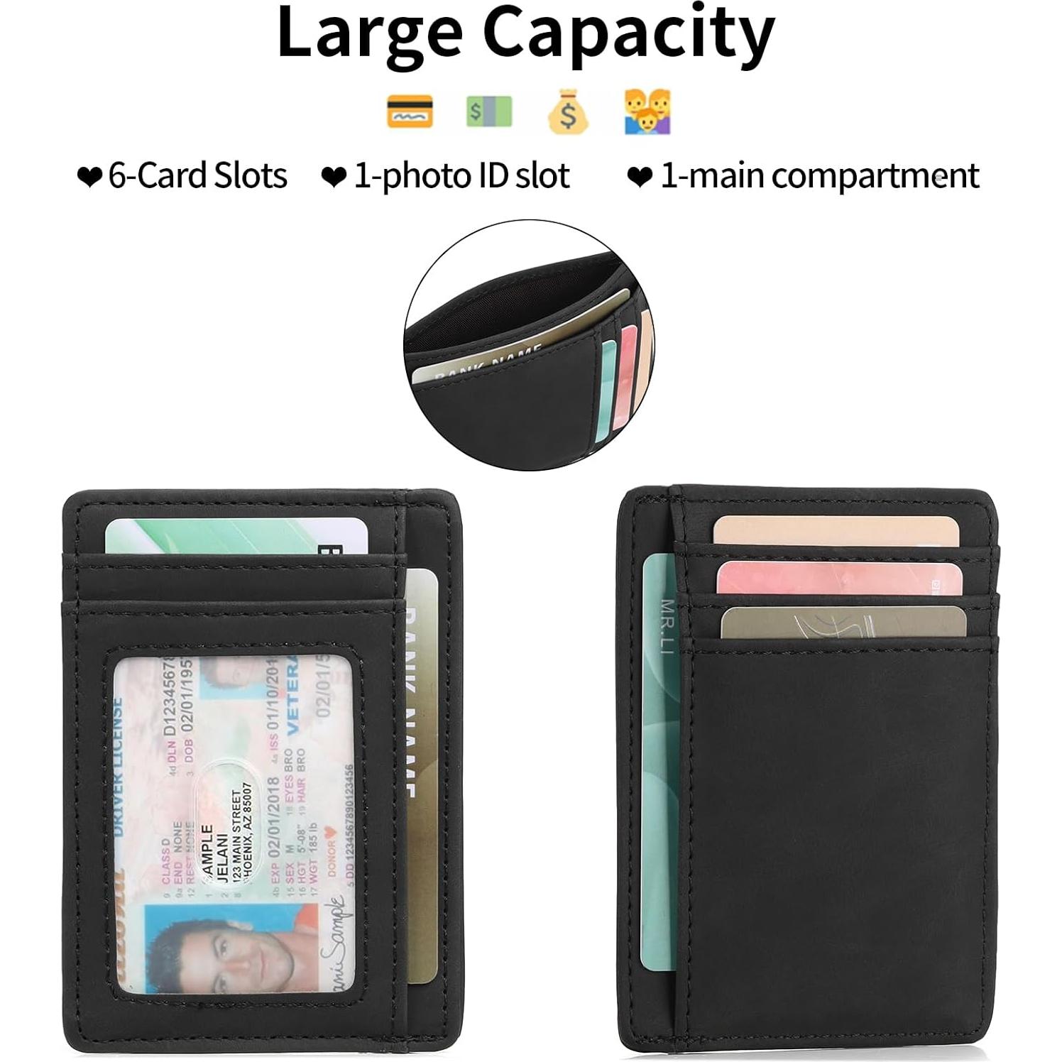 Billetera Slim Minimalista LOUEBICA con Bloqueo RFID - Negro