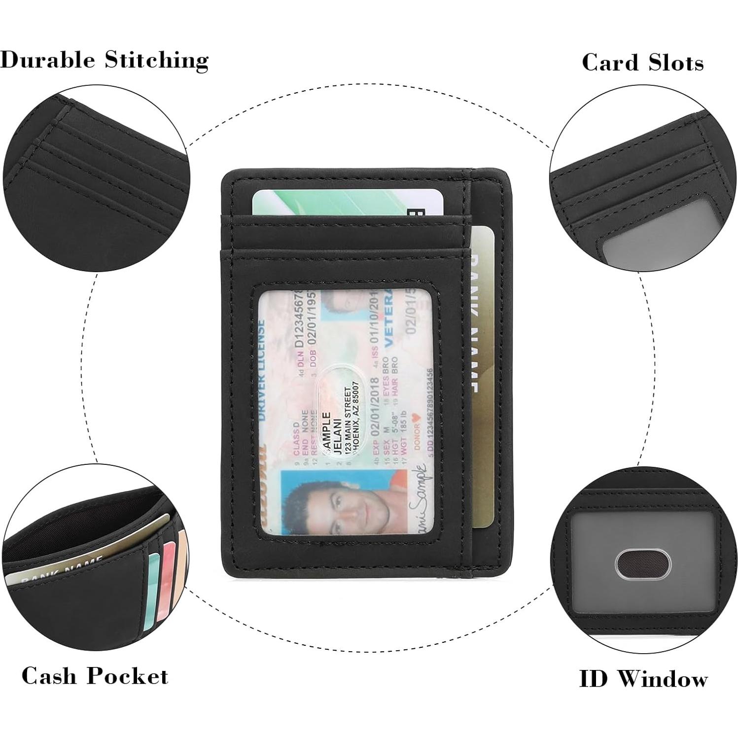 Billetera Slim Minimalista LOUEBICA con Bloqueo RFID - Negro