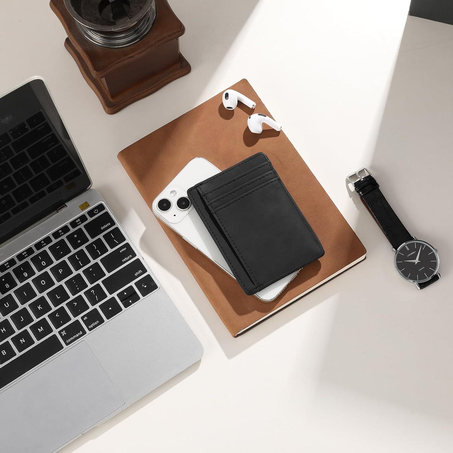 Billetera Slim Minimalista LOUEBICA con Bloqueo RFID - Negro