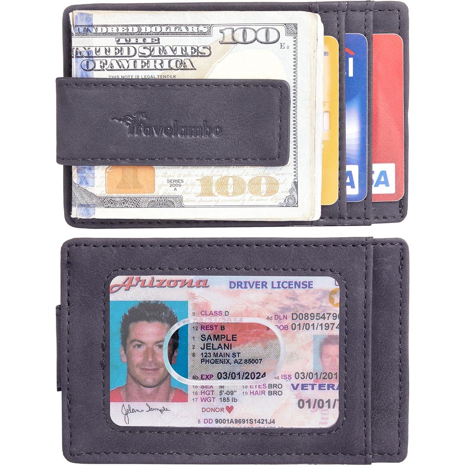 Clip de Dinero Travelambo para Hombres Slim RFID Negro