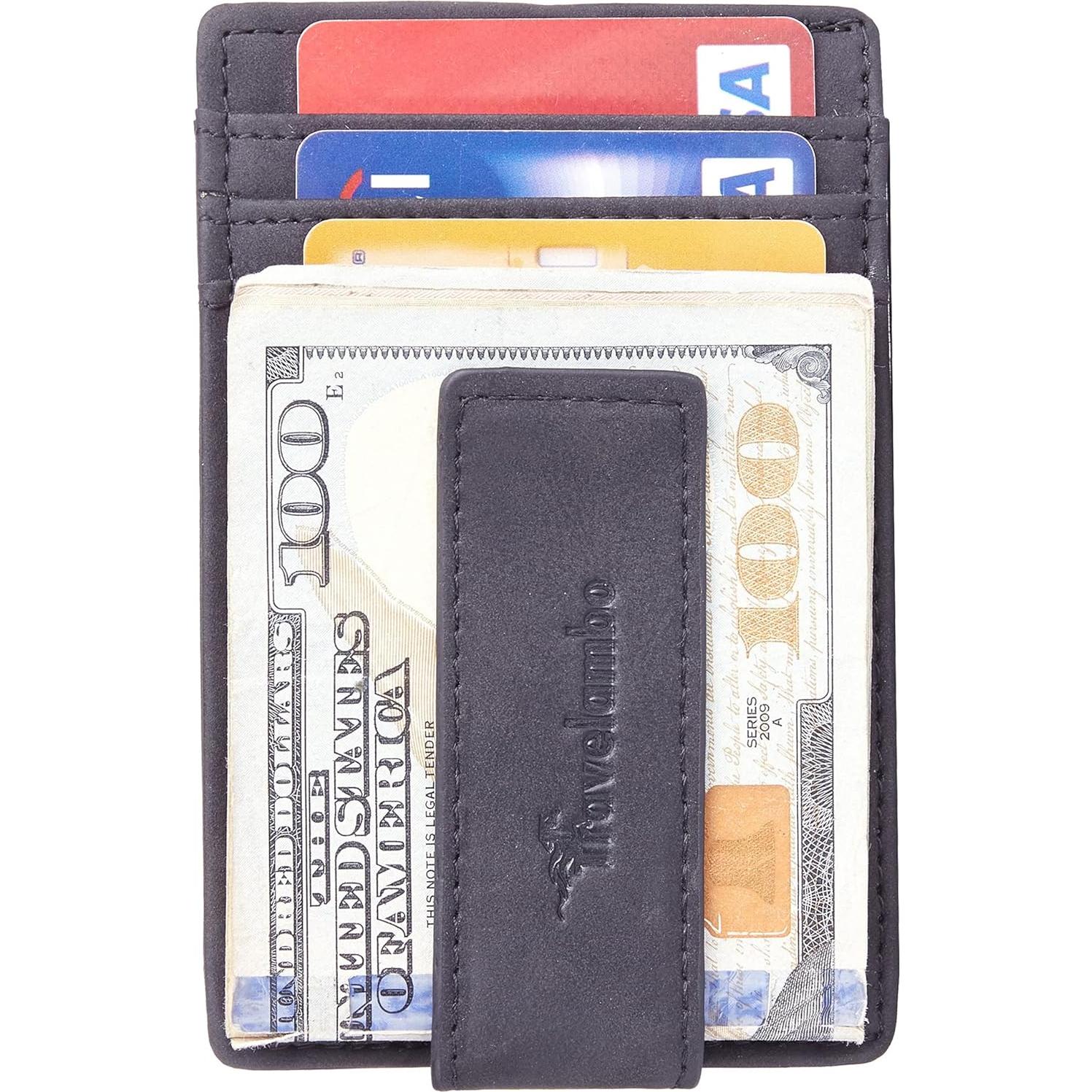 Clip de Dinero Travelambo para Hombres Slim RFID Negro