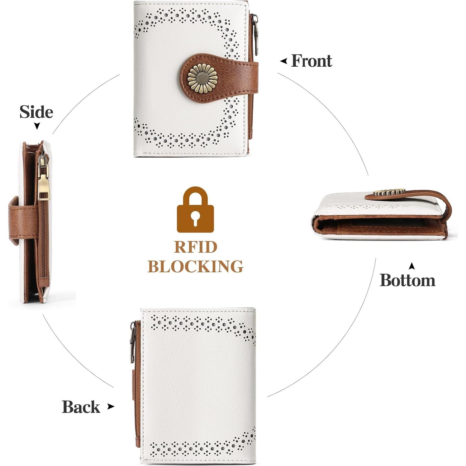 Cartera Pequeña SENDEFN Bifold Mujer con Bloqueo RFID - Beige