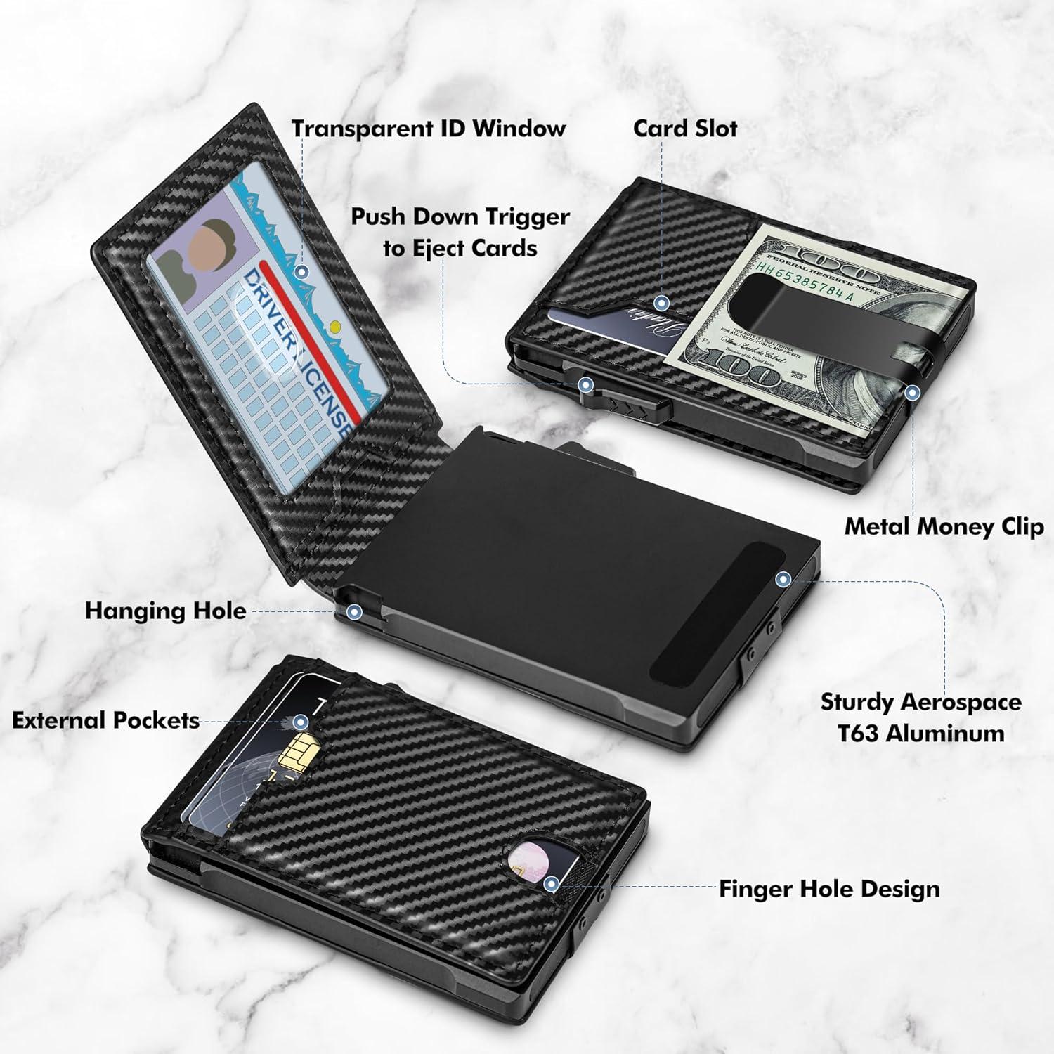 Billetera Minimalista Vandz HC-6 con Bloqueo RFID - Fibra de Carbono