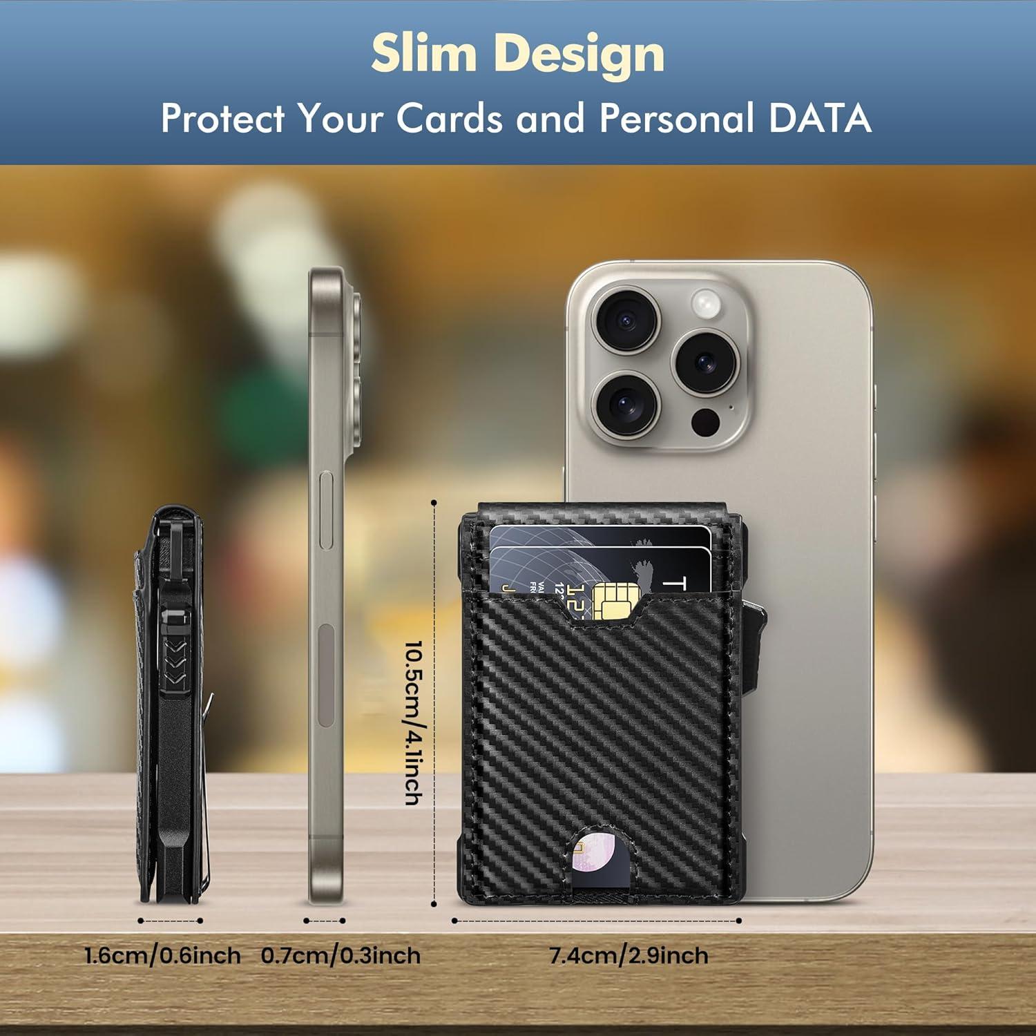 Billetera Minimalista Vandz HC-6 con Bloqueo RFID - Fibra de Carbono