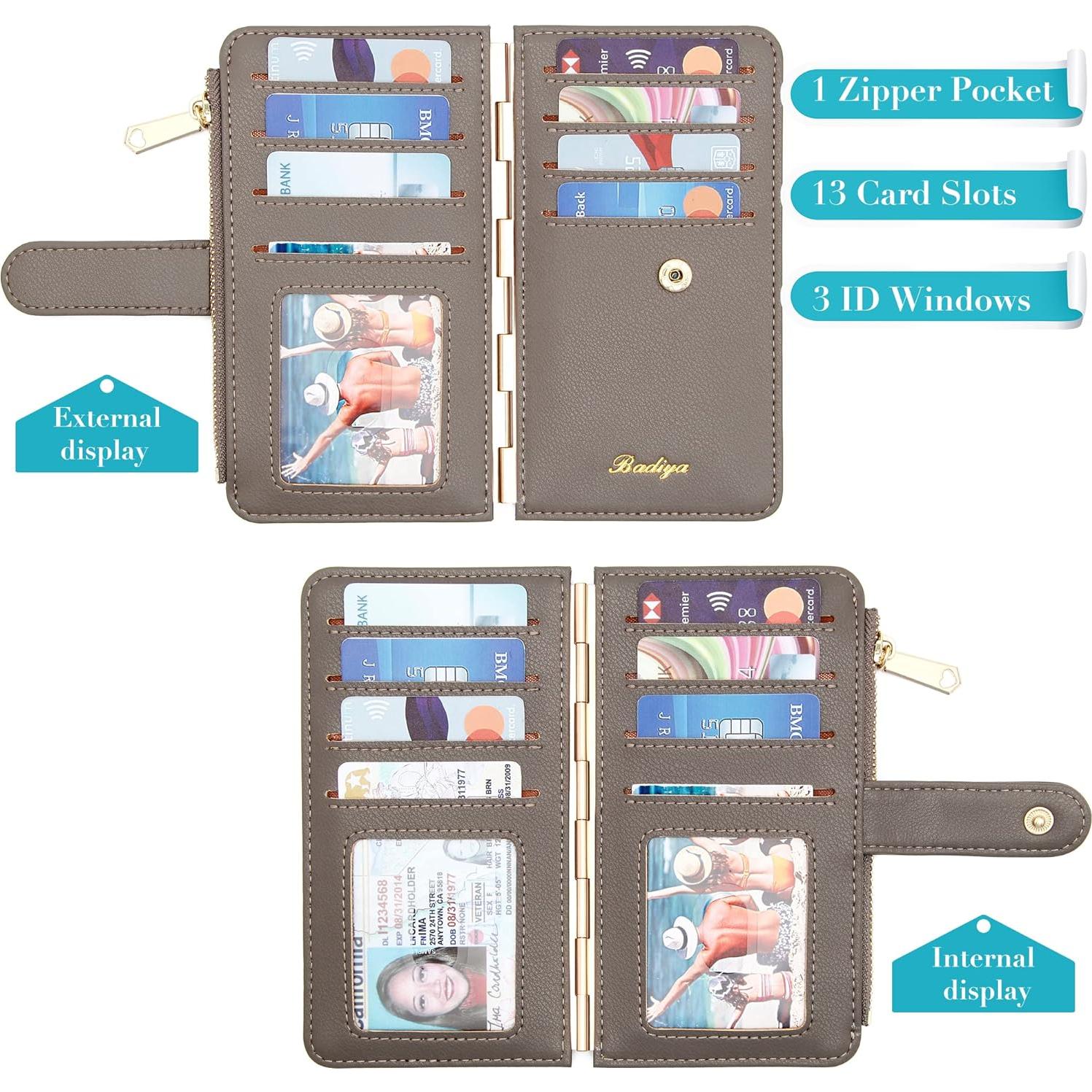 Tarjetero Badiya para Mujeres con Bloqueo RFID - Bifold Slim 13 Ranuras