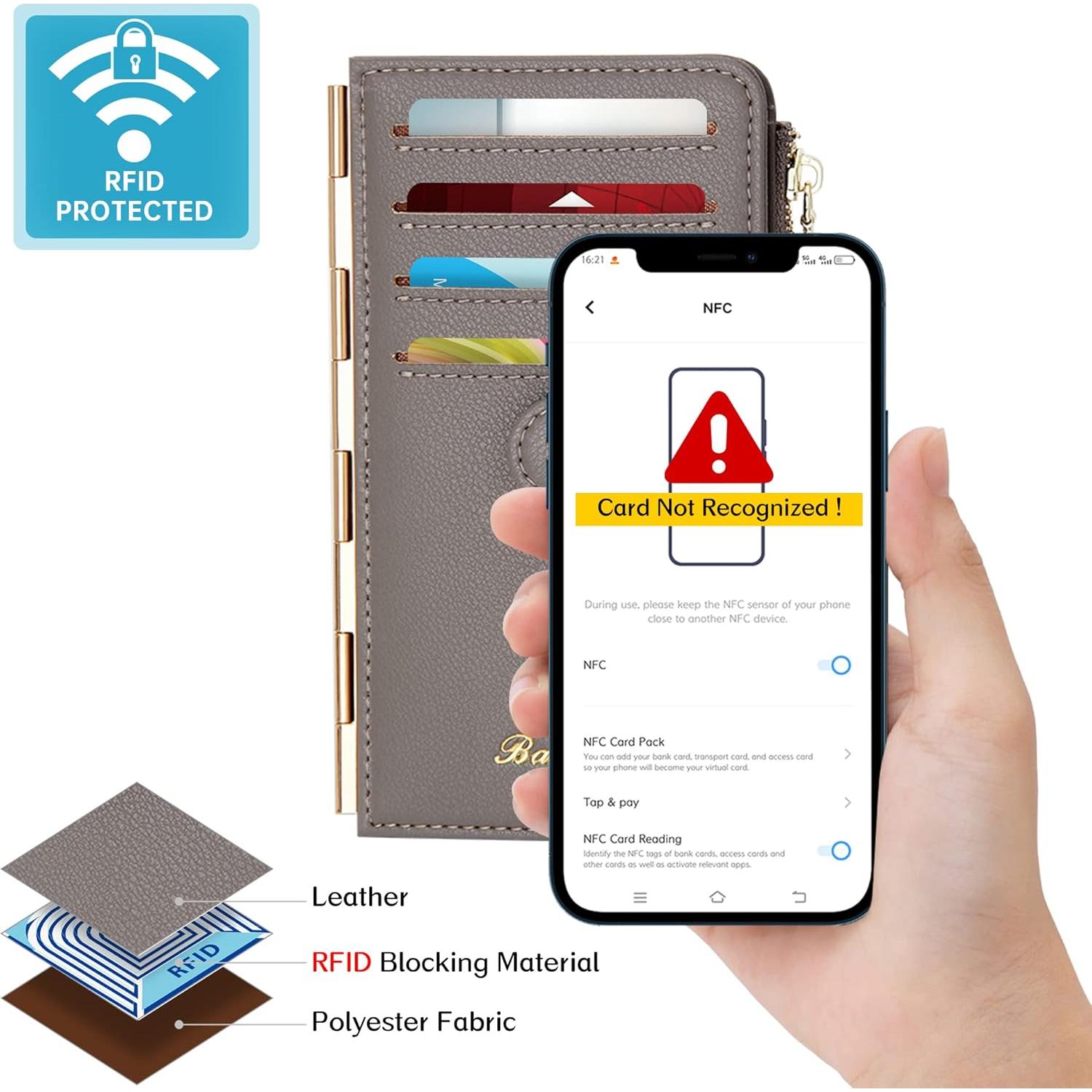 Tarjetero Badiya para Mujeres con Bloqueo RFID - Bifold Slim 13 Ranuras
