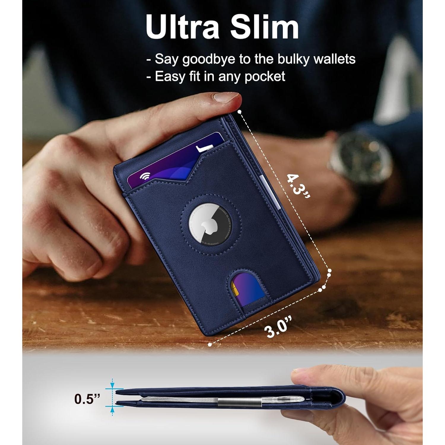 Billetera delgada para hombres MIYOZI con clip y bloqueo RFID