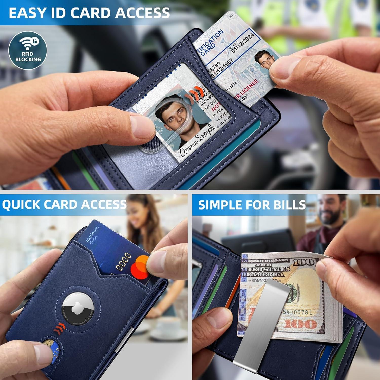 Billetera delgada para hombres MIYOZI con clip y bloqueo RFID