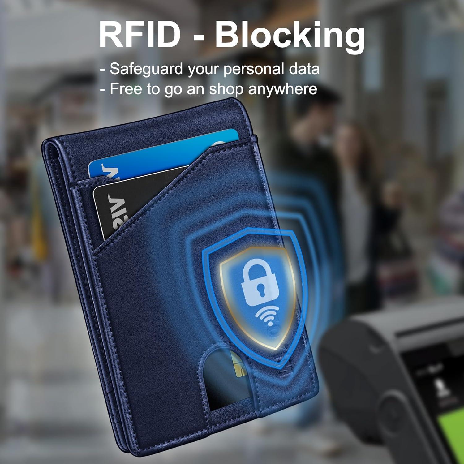 Billetera delgada para hombres MIYOZI con clip y bloqueo RFID