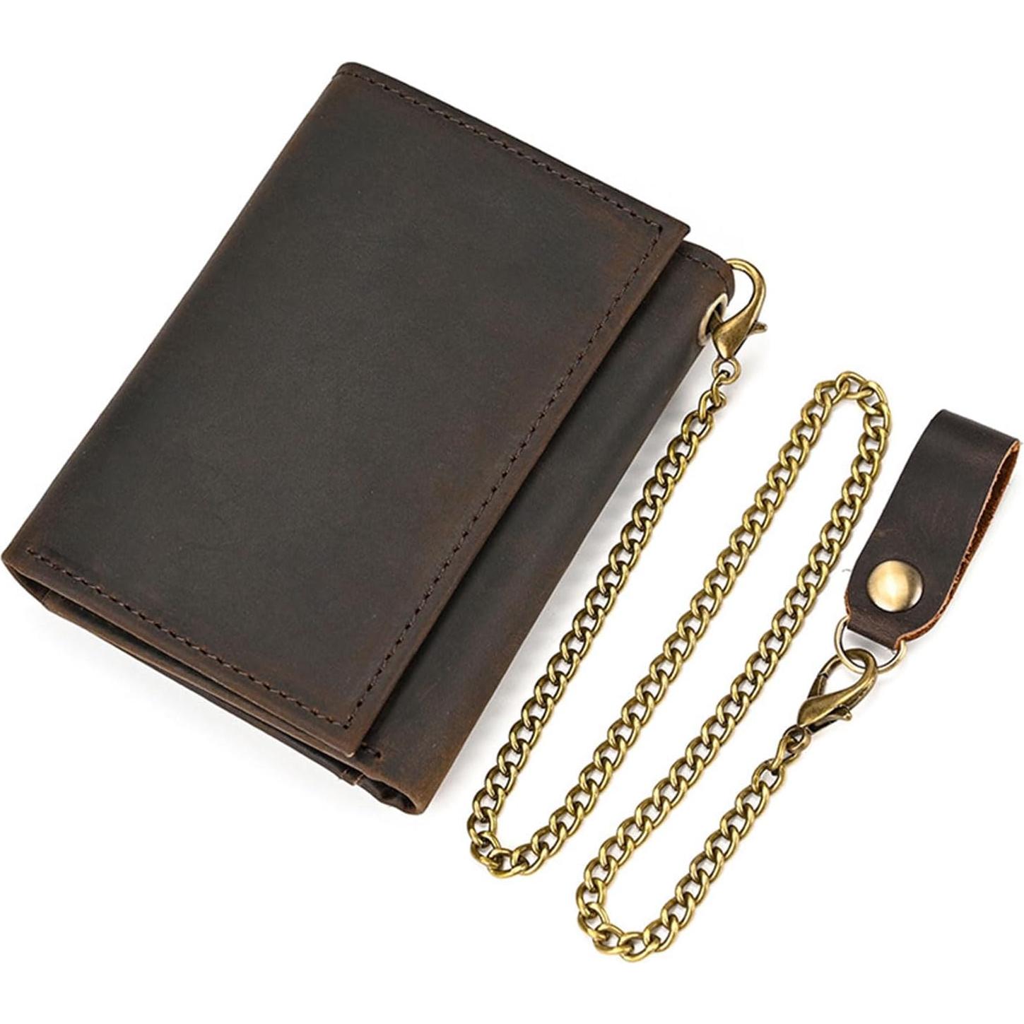 Cartera de cuero Alkenred trifold minimalista con bloqueo RFID