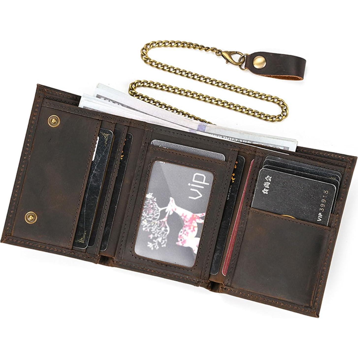 Cartera de cuero Alkenred trifold minimalista con bloqueo RFID