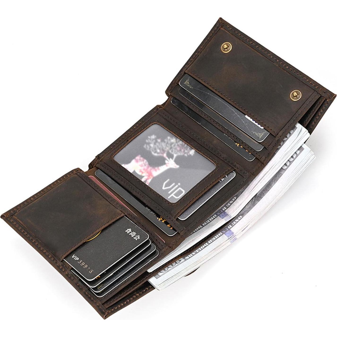 Cartera de cuero Alkenred trifold minimalista con bloqueo RFID