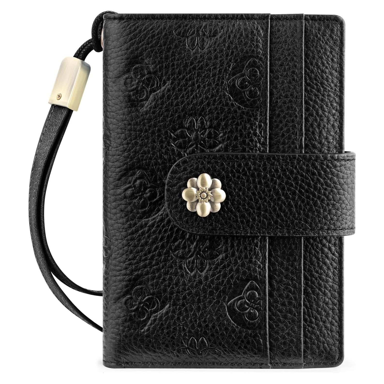 Billetera de Cuero para Mujeres XINNSTAR Trifold RFID Negra