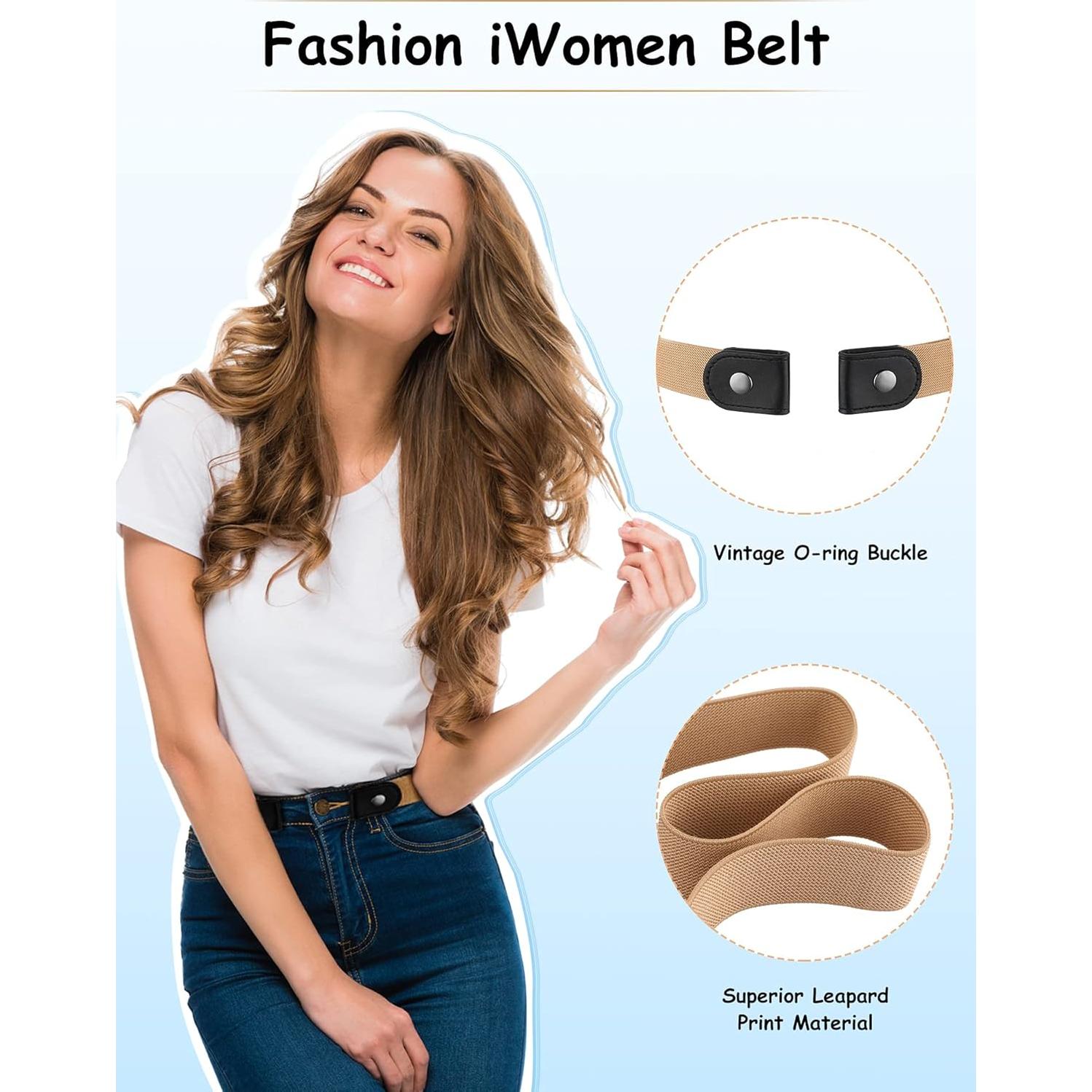 Cinturón Elástico Sin Hebilla Unisex 4 Piezas Ajustable 60-100 cm