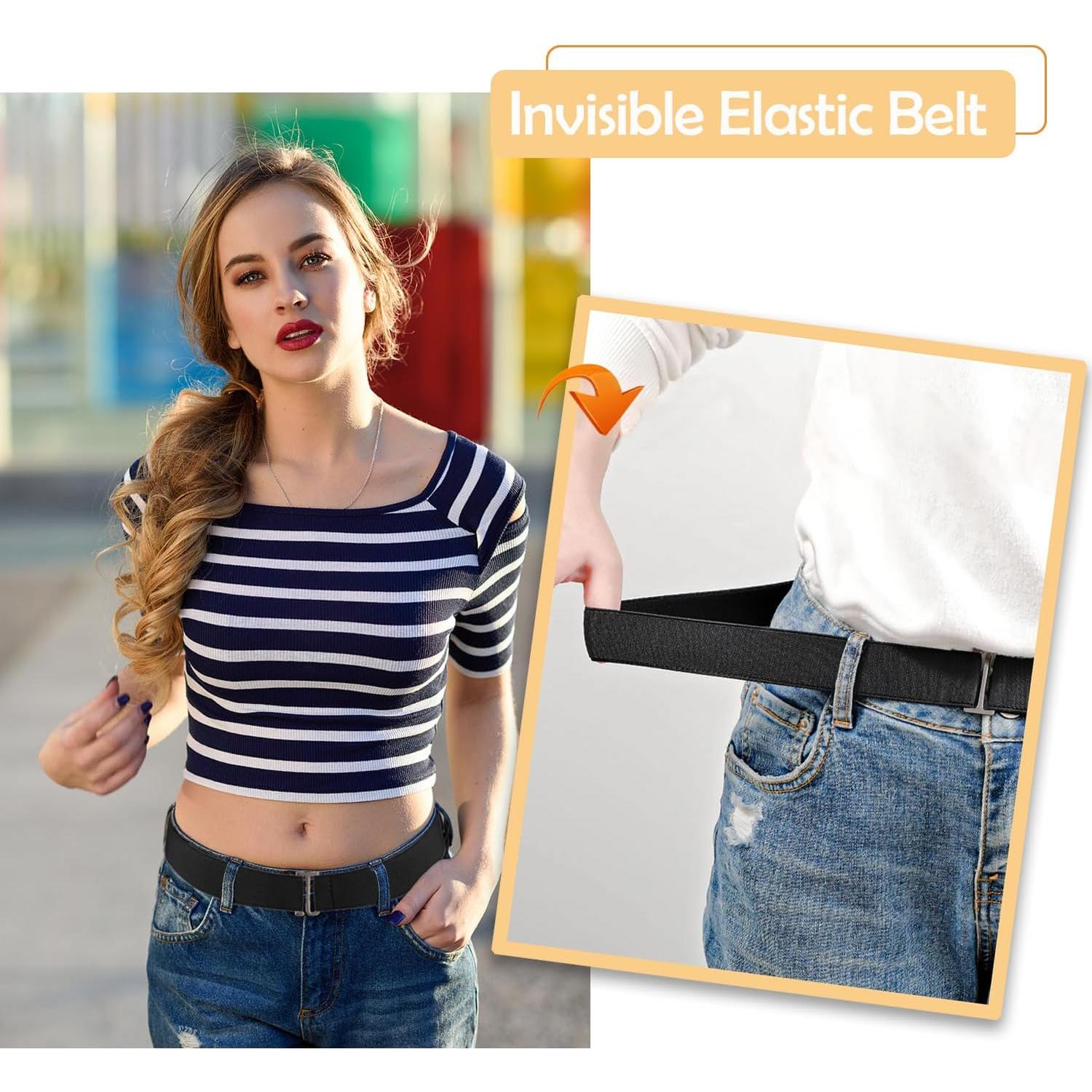 Cinturón Elástico Invisible para Mujeres 2 Pcs Ajustable