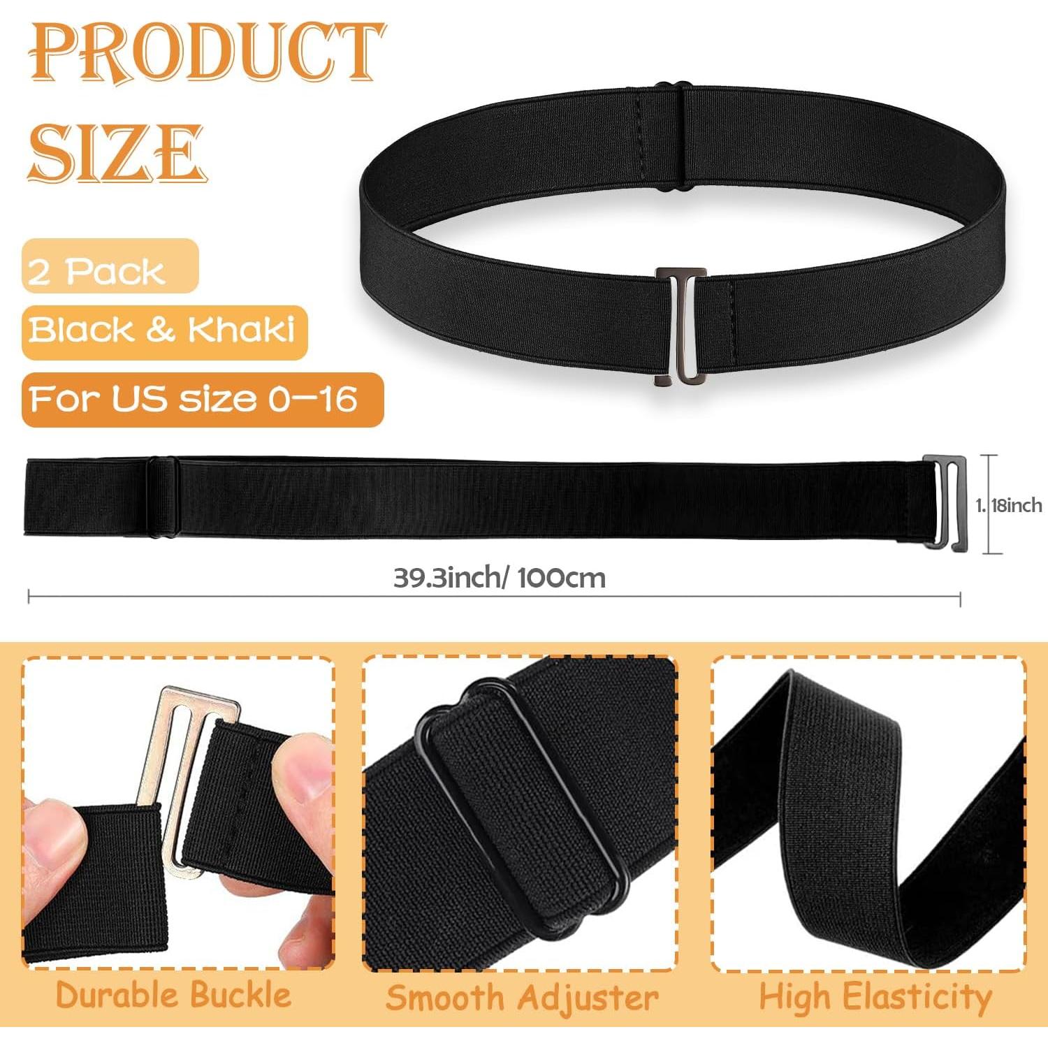 Cinturón Elástico Invisible para Mujeres 2 Pcs Ajustable