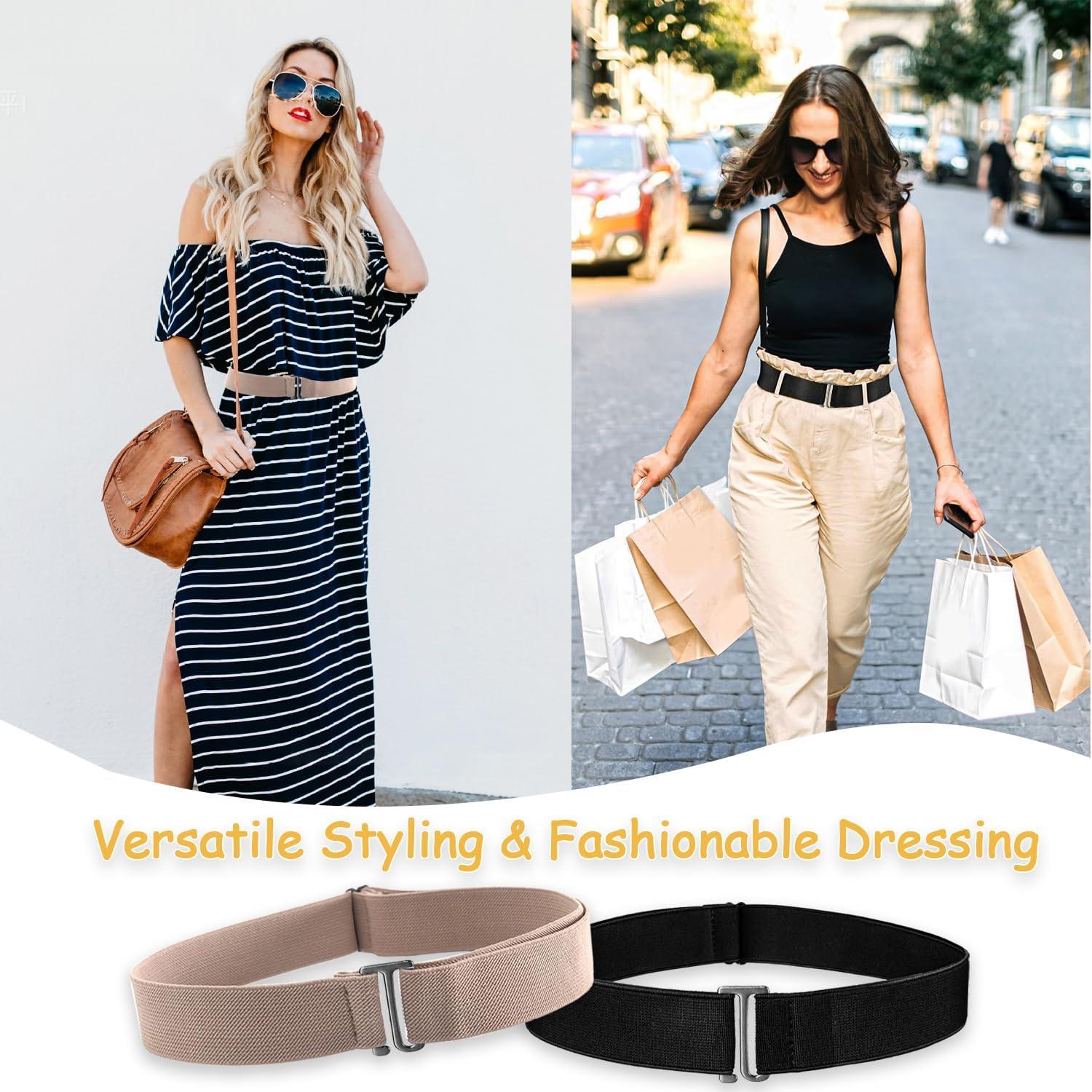 Cinturón Elástico Invisible para Mujeres 2 Pcs Ajustable