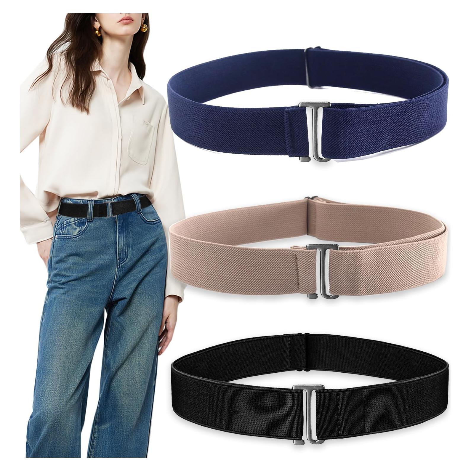 Paquete de 3 Cinturones Elásticos Invisibles Ajustables Unisex