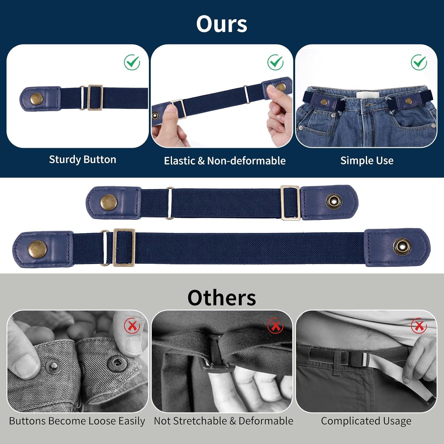 Cinturón Invisible Sin Hebilla Cuero Ajustable Unisex 23.5-31.5cm