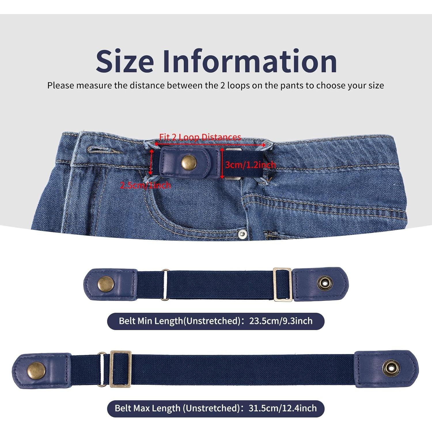 Cinturón Invisible Sin Hebilla Cuero Ajustable Unisex 23.5-31.5cm