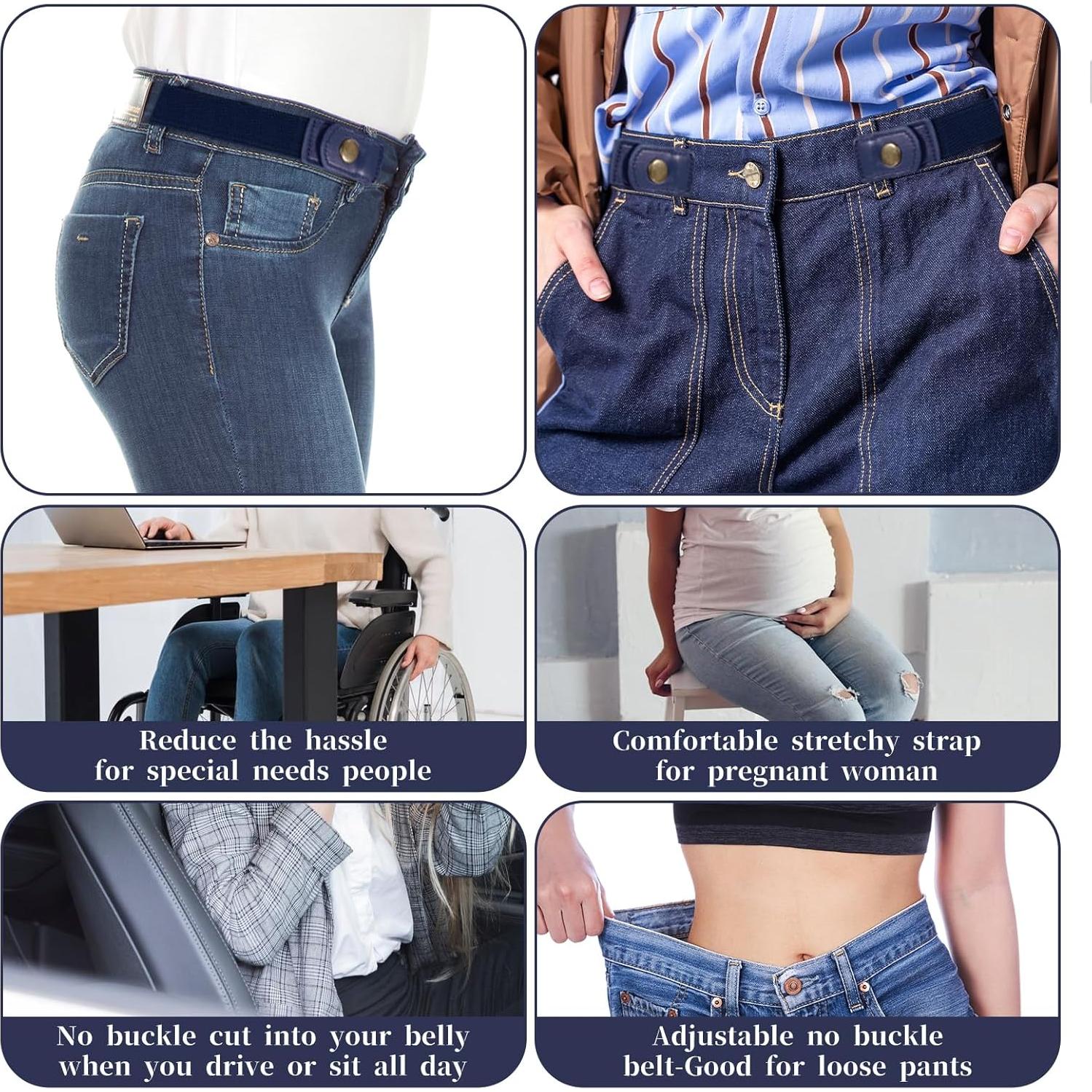 Cinturón Invisible Sin Hebilla Cuero Ajustable Unisex 23.5-31.5cm