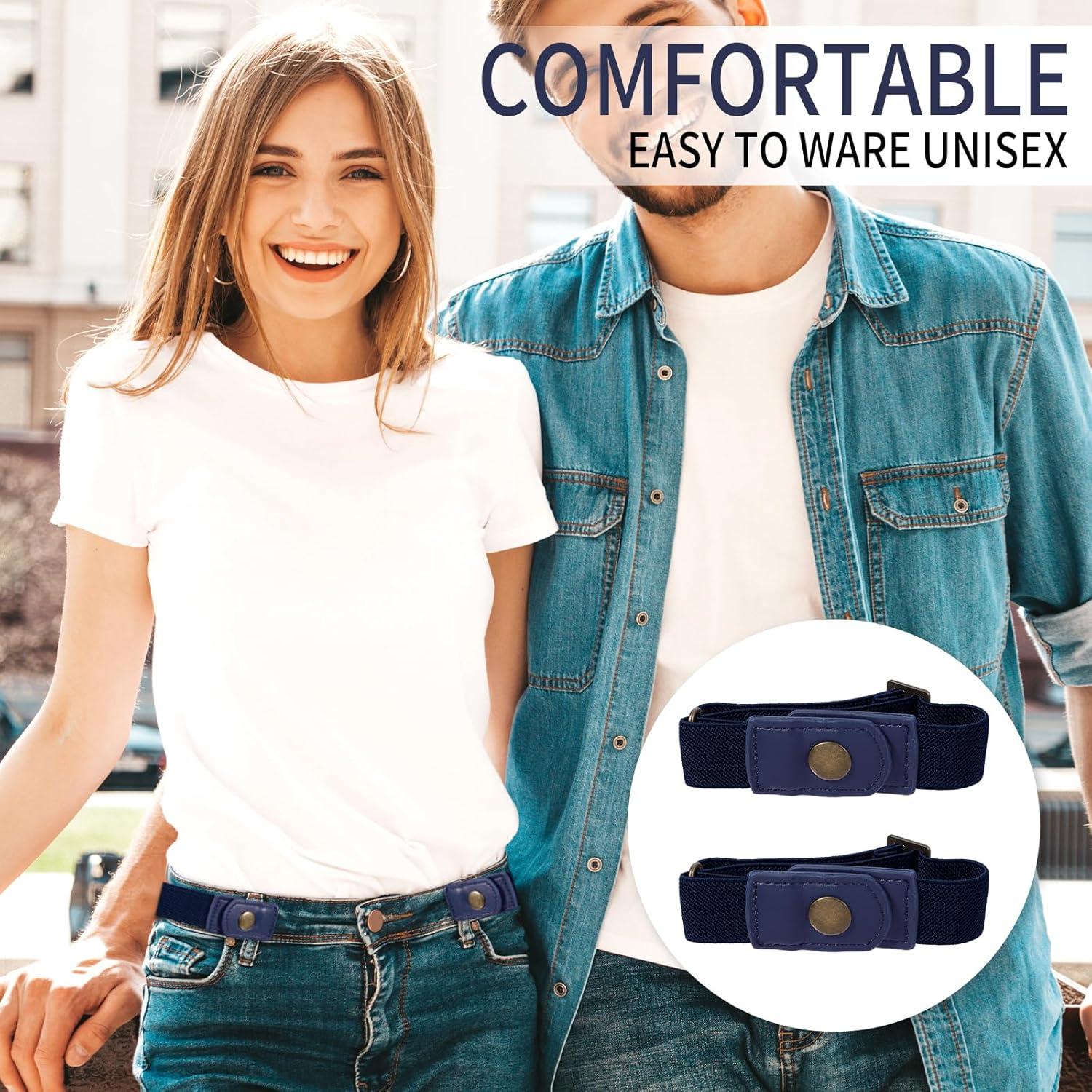 Cinturón Invisible Sin Hebilla Cuero Ajustable Unisex 23.5-31.5cm