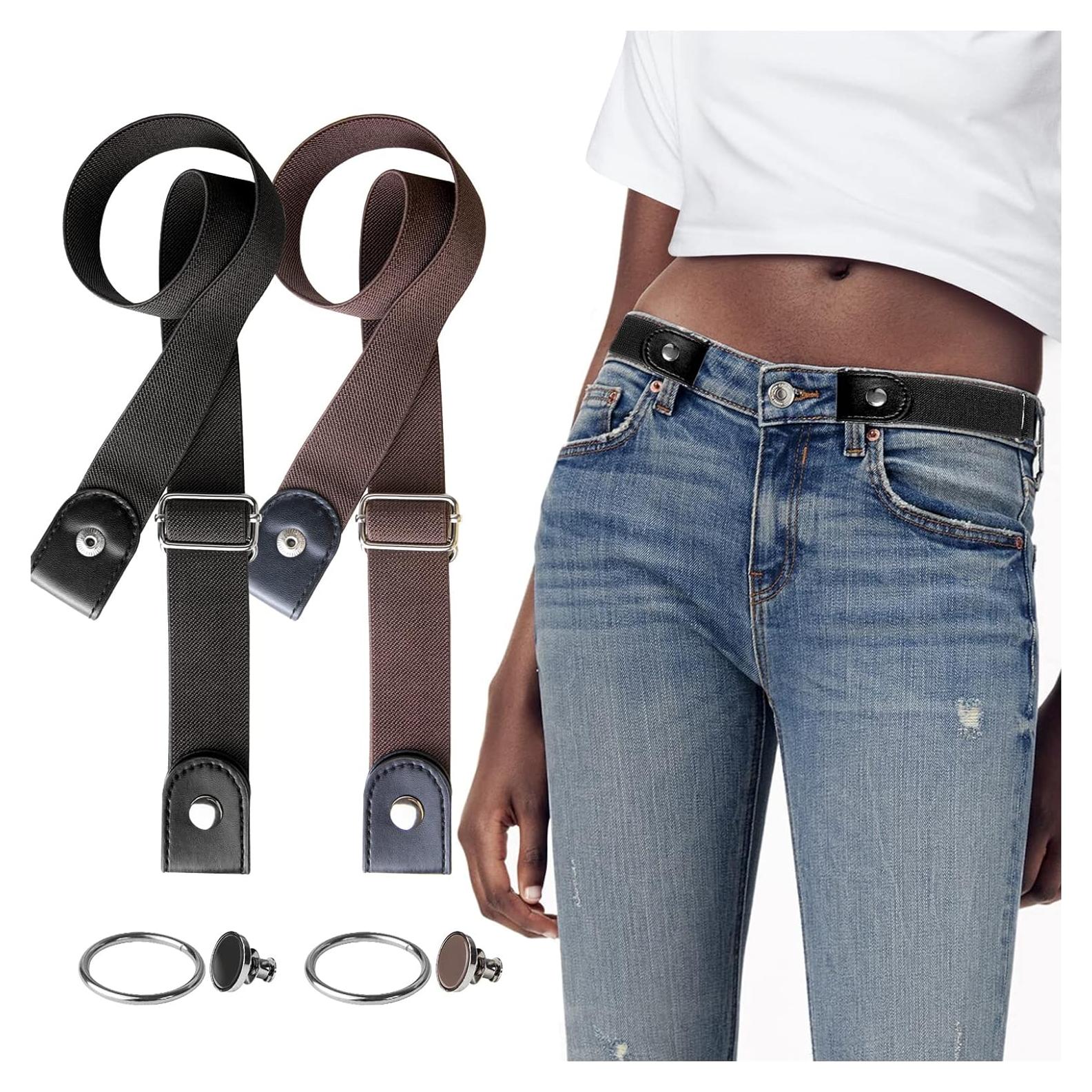 Cinturón Elástico Ajustable Sin Hebilla para Mujeres - 2 Sets