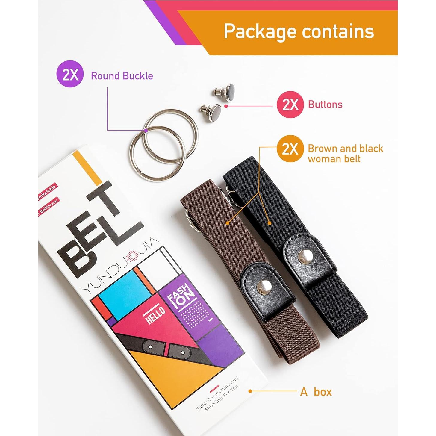 Cinturón Elástico Ajustable Sin Hebilla para Mujeres - 2 Sets