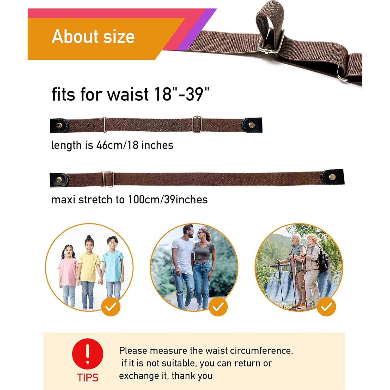 Cinturón Elástico Ajustable Sin Hebilla para Mujeres - 2 Sets