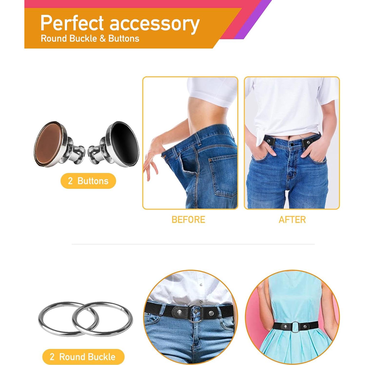 Cinturón Elástico Ajustable Sin Hebilla para Mujeres - 2 Sets