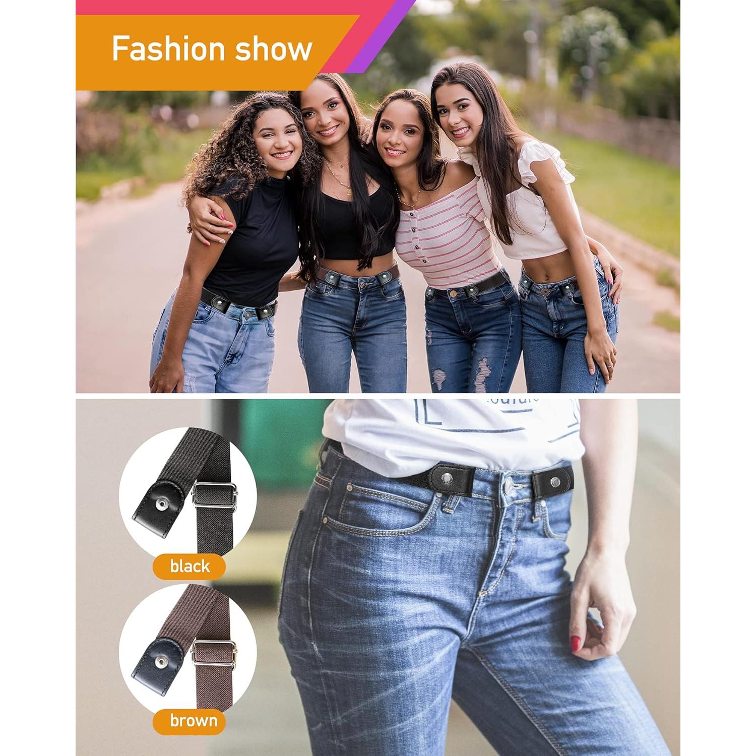 Cinturón Elástico Ajustable Sin Hebilla para Mujeres - 2 Sets