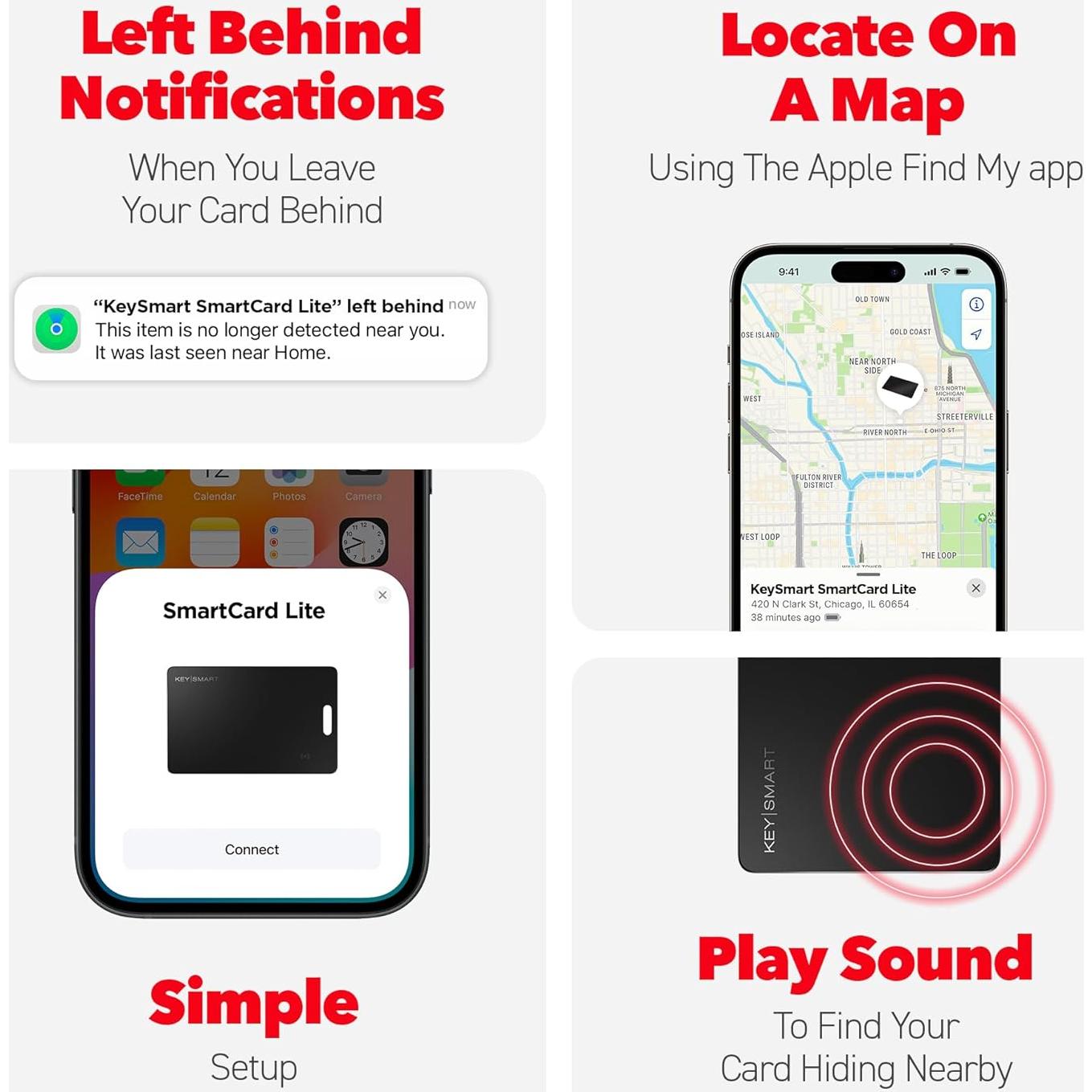 KeySmart SmartCard Lite - Cartera Rastreador Bluetooth Negro