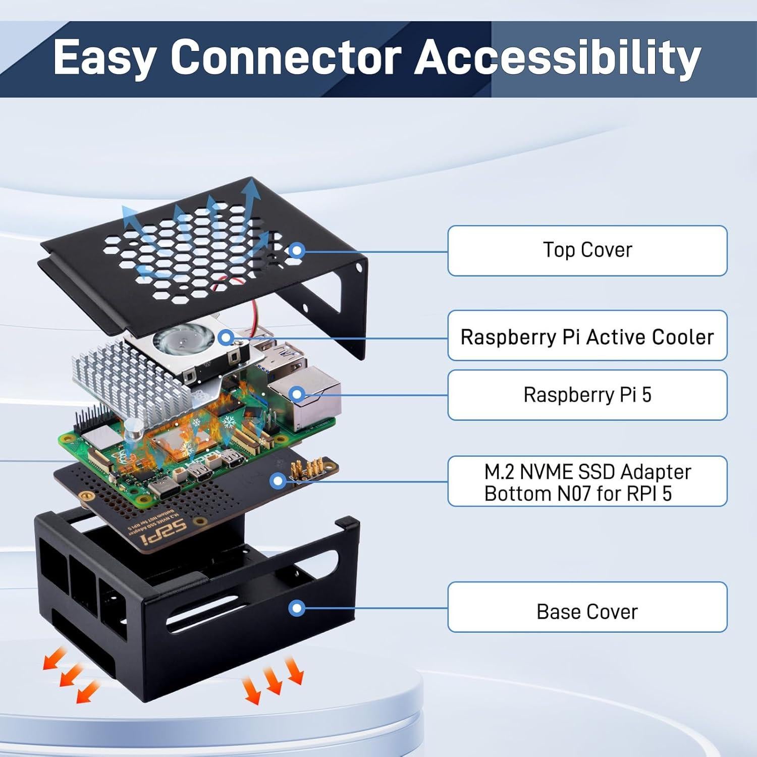 Caja de Metal GeeekPi con Enfriador Activo para Raspberry Pi 5