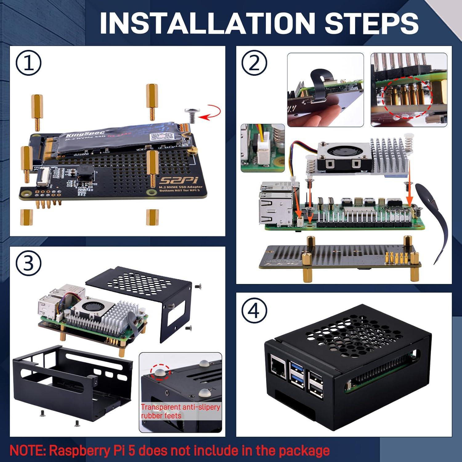Caja de Metal GeeekPi con Enfriador Activo para Raspberry Pi 5